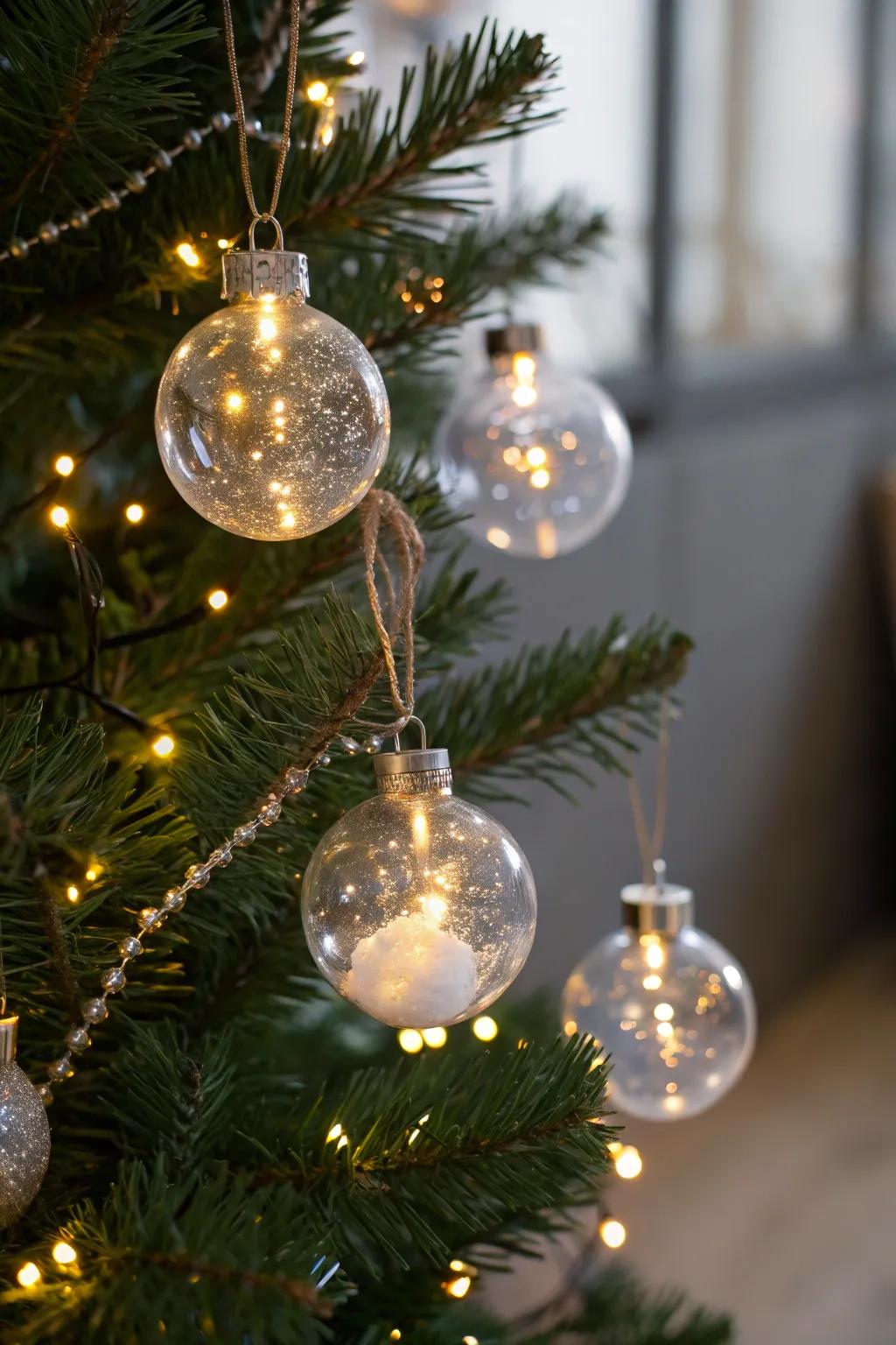Radiant illuminated decorations adorning a Christmas tree.