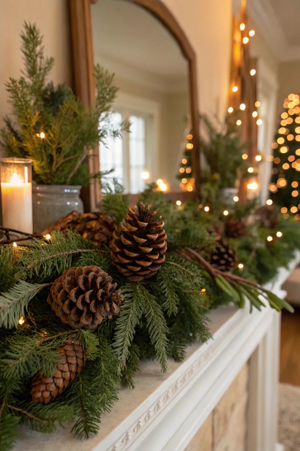Natural details like cones add warmth and texture to your decor.