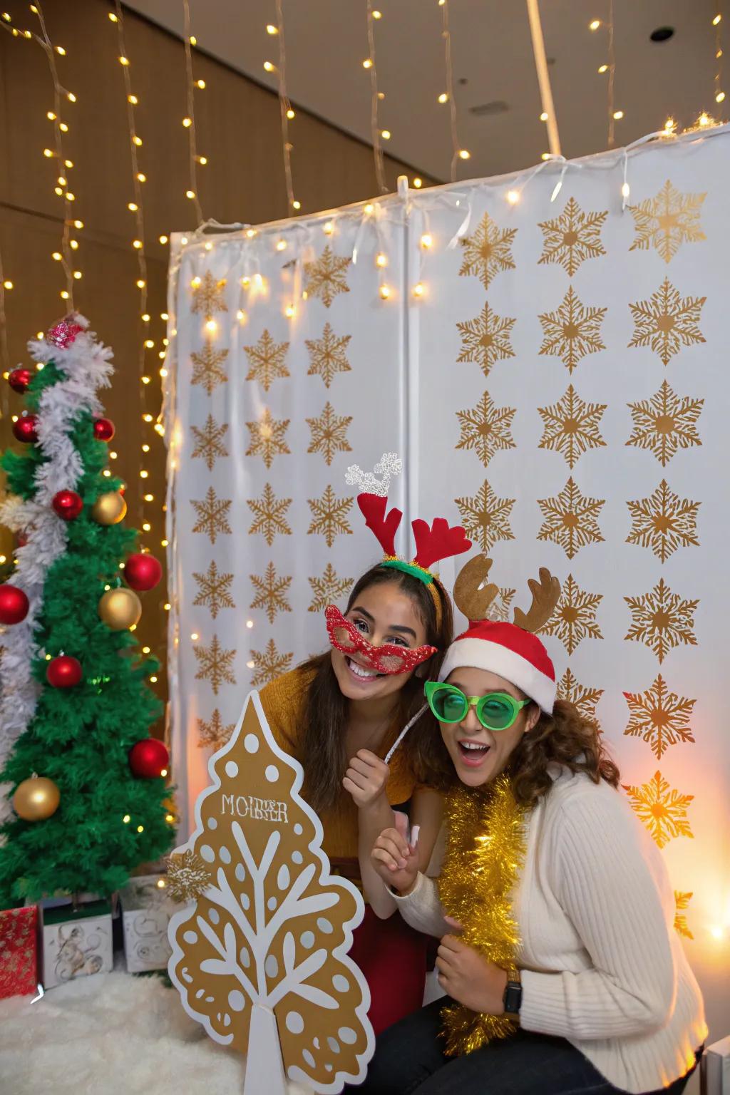 A festive picture corner prepared to capture holiday smiles and happiness.