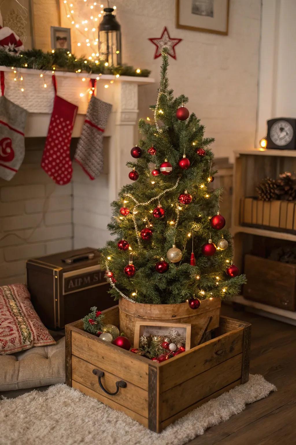 Timeless compartments contribute a nostalgic sensation to your tree's base.