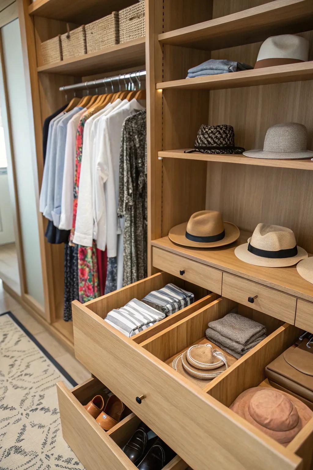 Keep things in order with fashionable inside dividers.