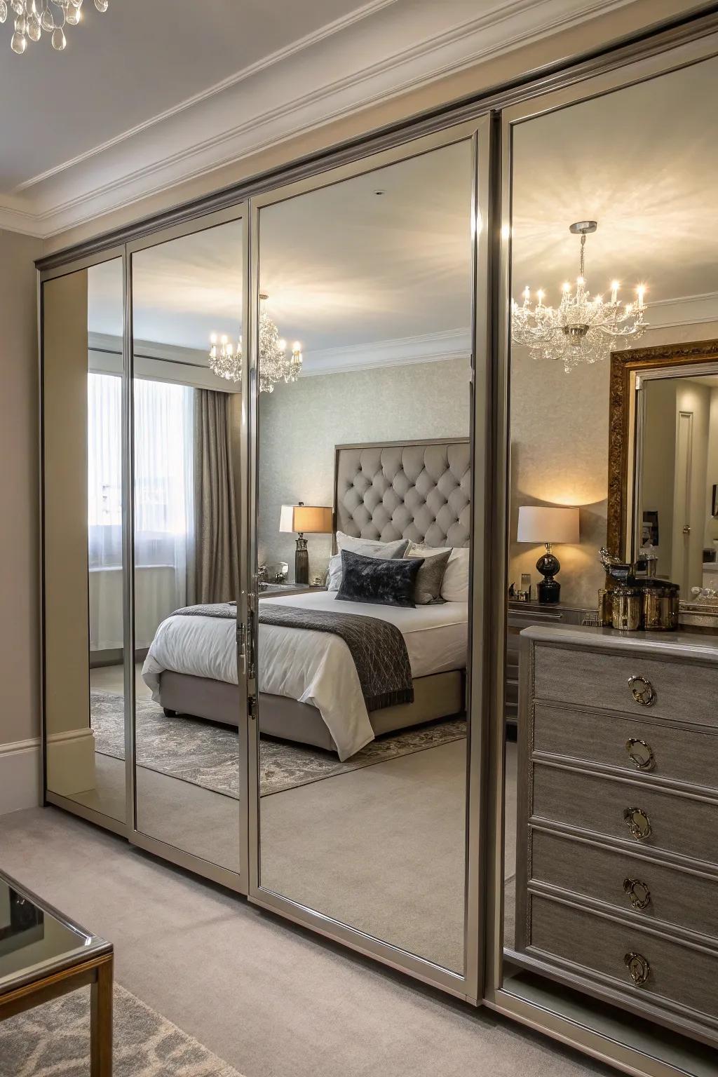 Mirrored panels add both style and functionality to doors.
