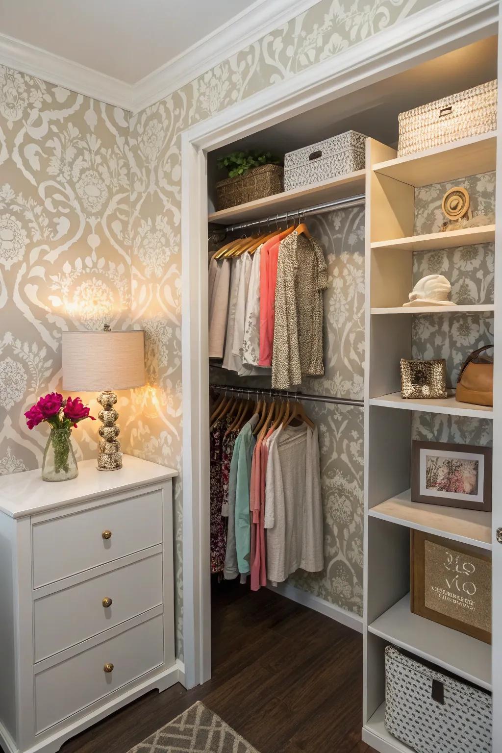Ornamental elements injecting charm and personality into the closet.