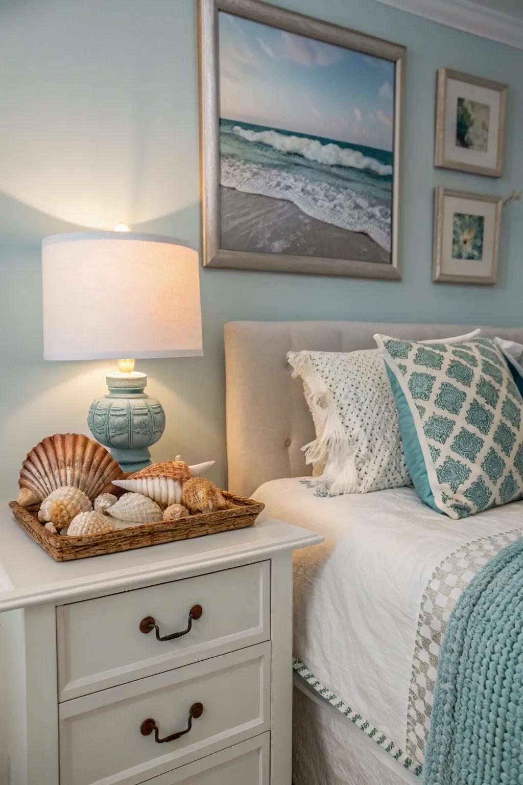Beach-themed accessories customize your coastal retreat.