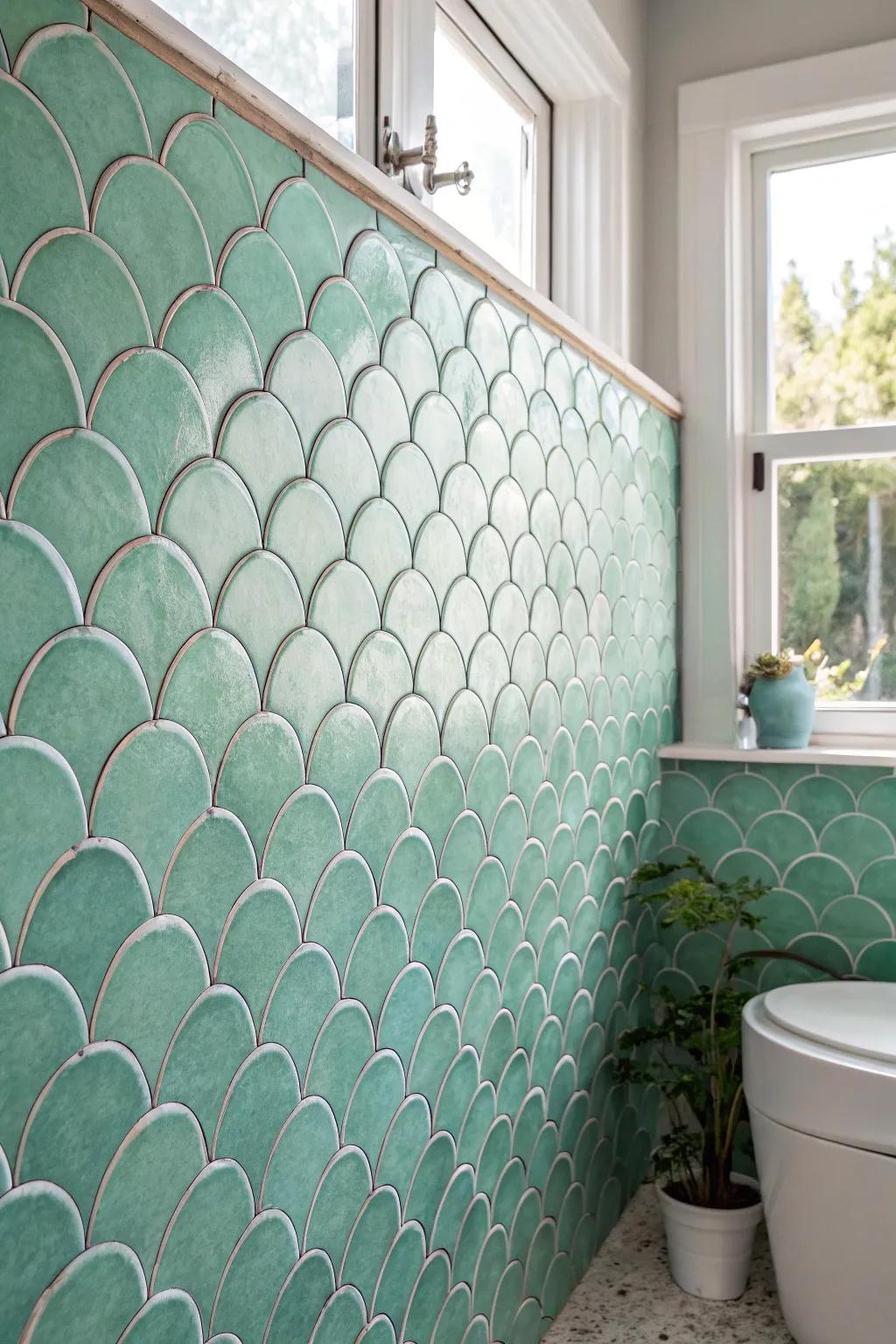 Scallop tiles introduce a hint of the sea's treasures into your bathroom.