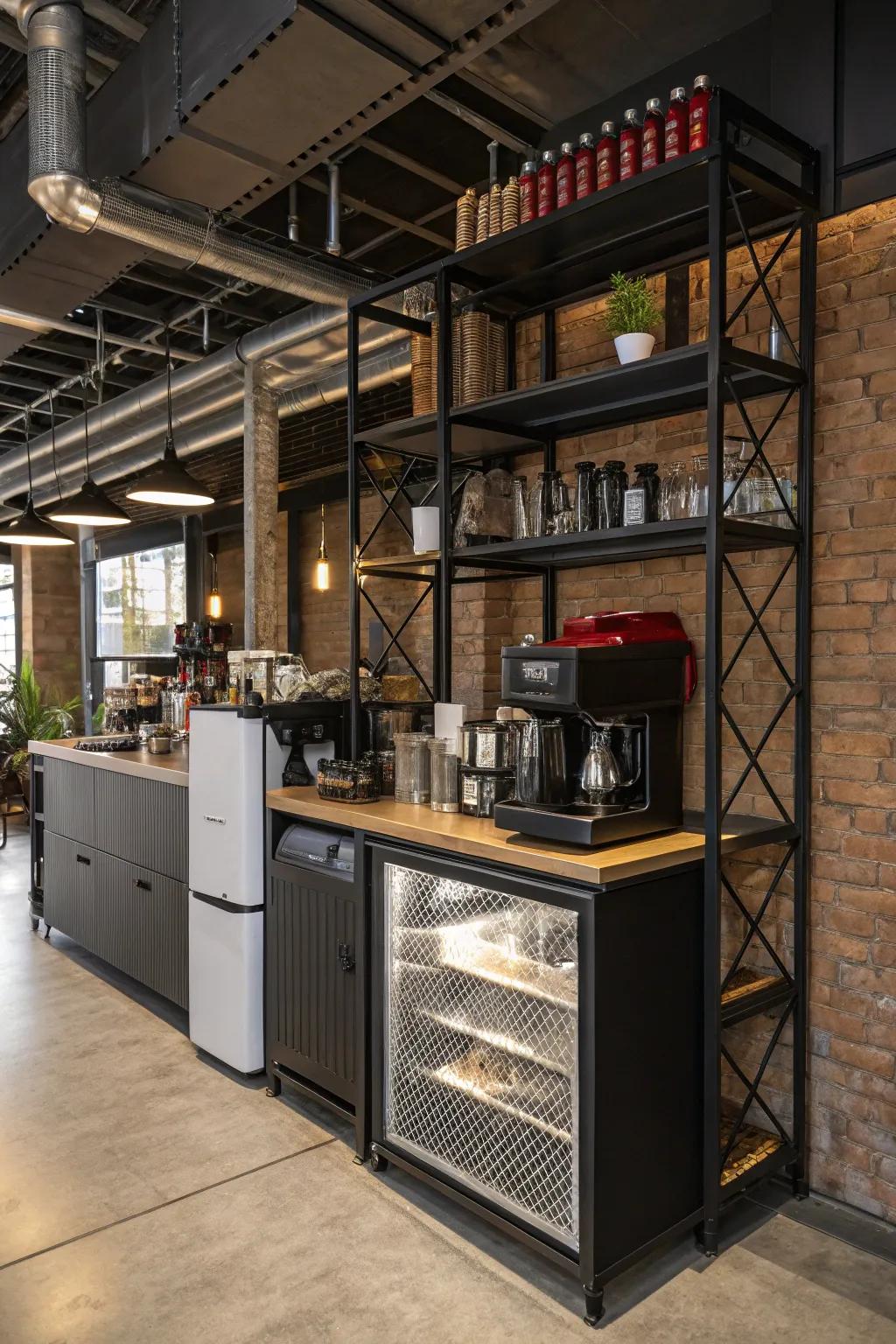 Urban edge with a contemporary coffee station setup.