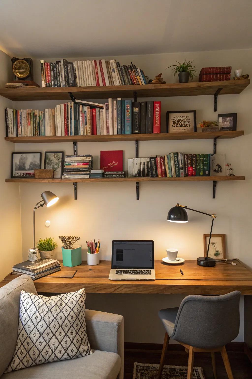 Vertical storage ensures a well-organized and efficient workspace.