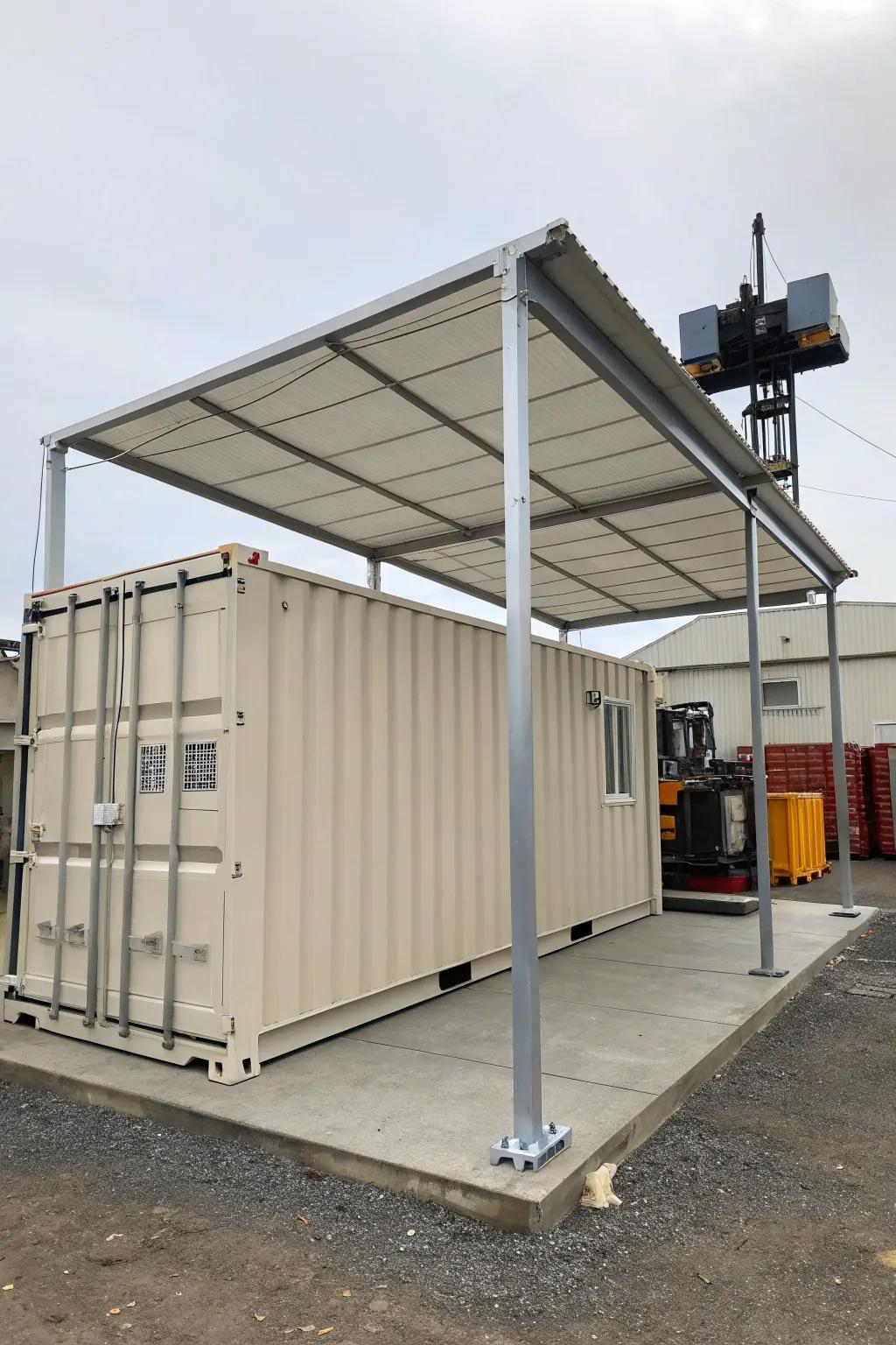Pair a container with an outdoor shelter to boost storage versatility.