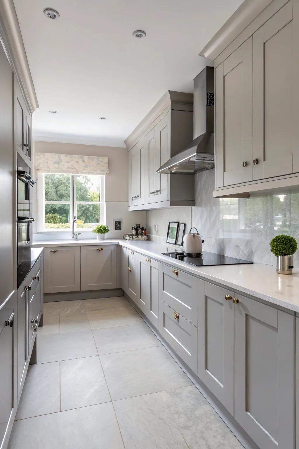 Neutral colors set a serene and modern tone in the kitchen.