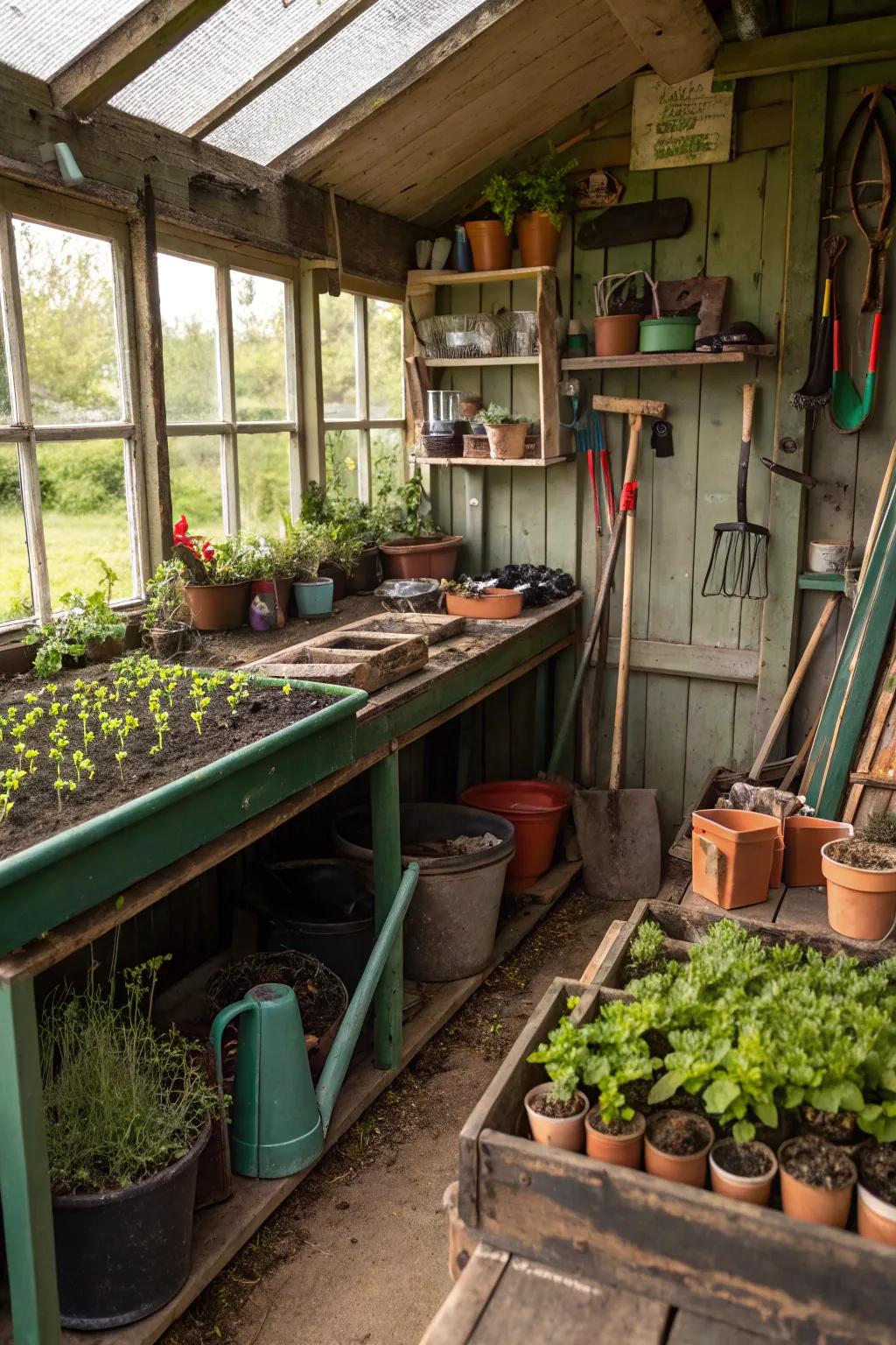 Nurture your garden dreams in a rustic potting shed.
