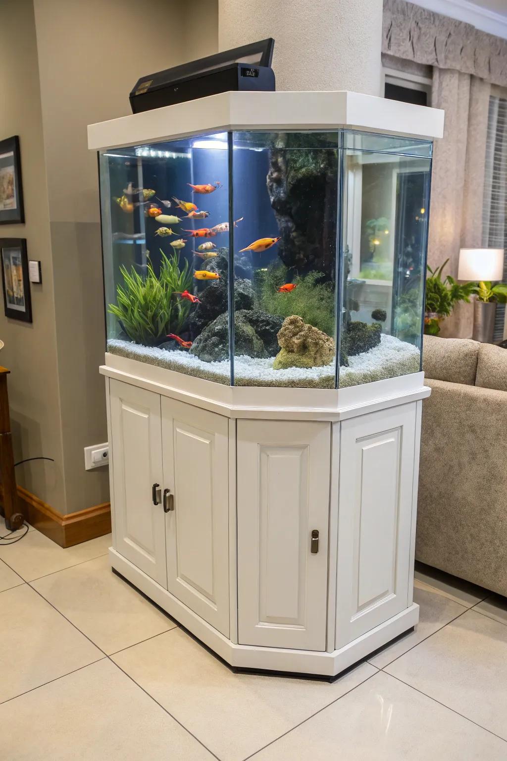 A sensible design grants convenient access to preserve your fish tank.