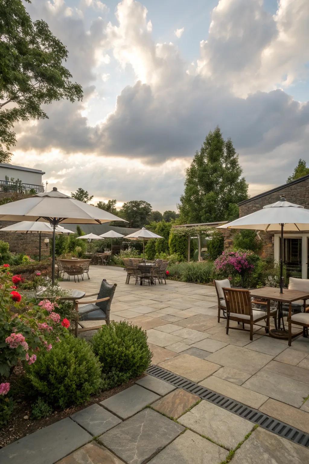 Establish a multi-use courtyard zone with versatile furniture.