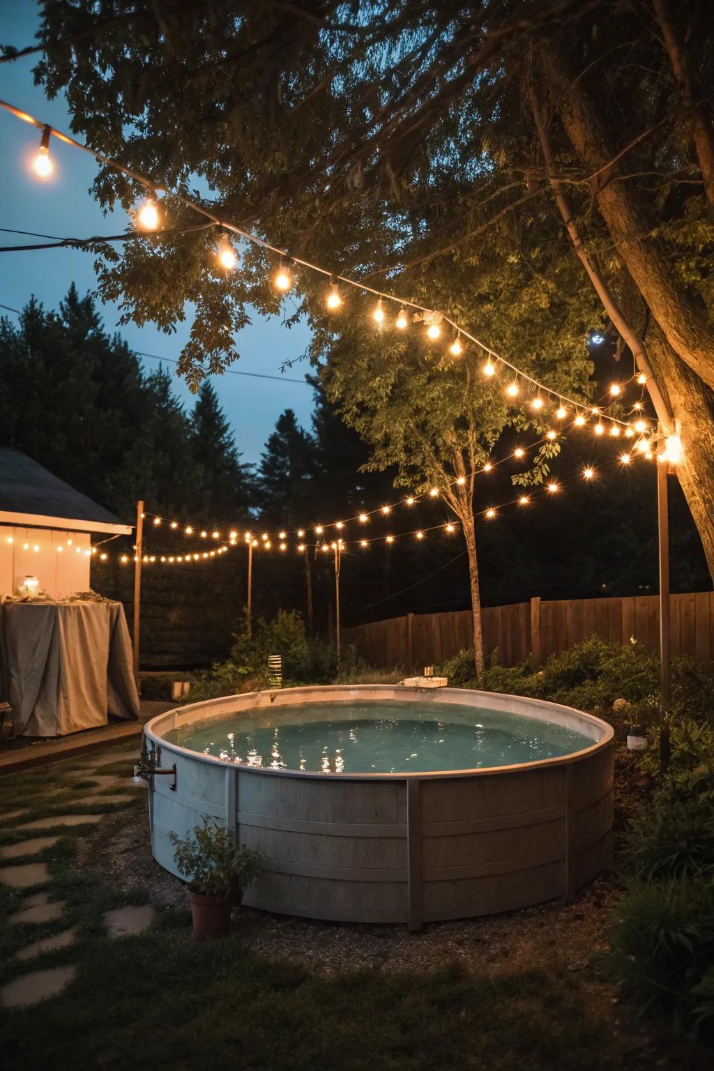 Enhance your pool's evening vibe with captivating lighting.