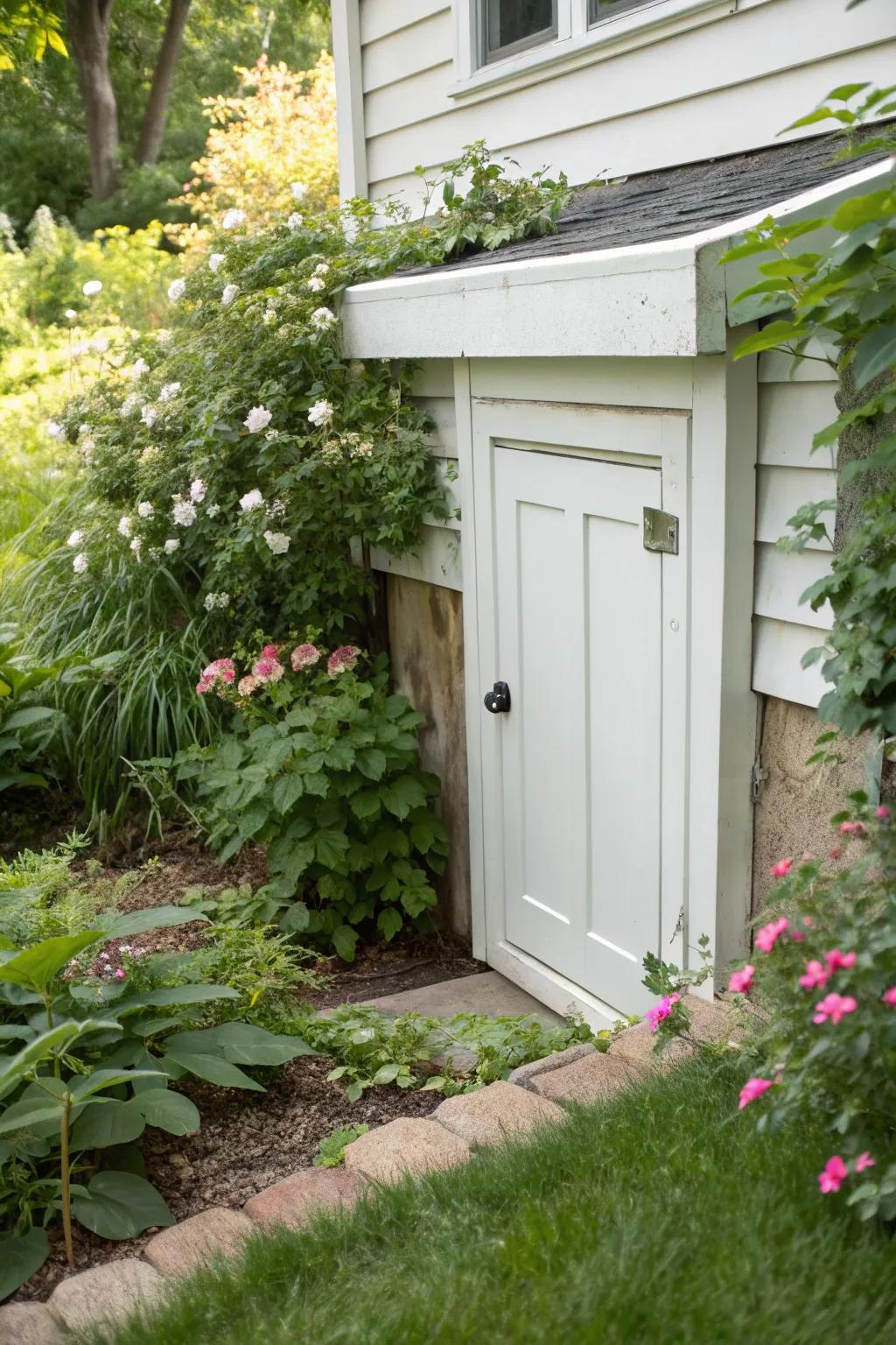 Polyvinyl doors deliver solid safeguarding and harmonize effortlessly with garden aesthetics.