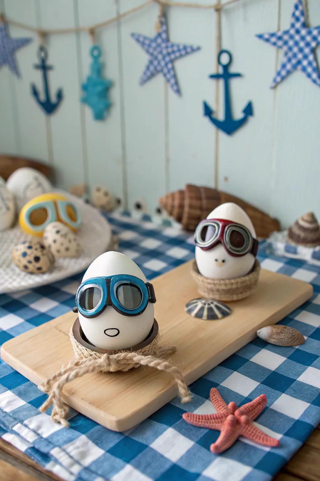 Funny sea diver eggs that add fun to the decor.