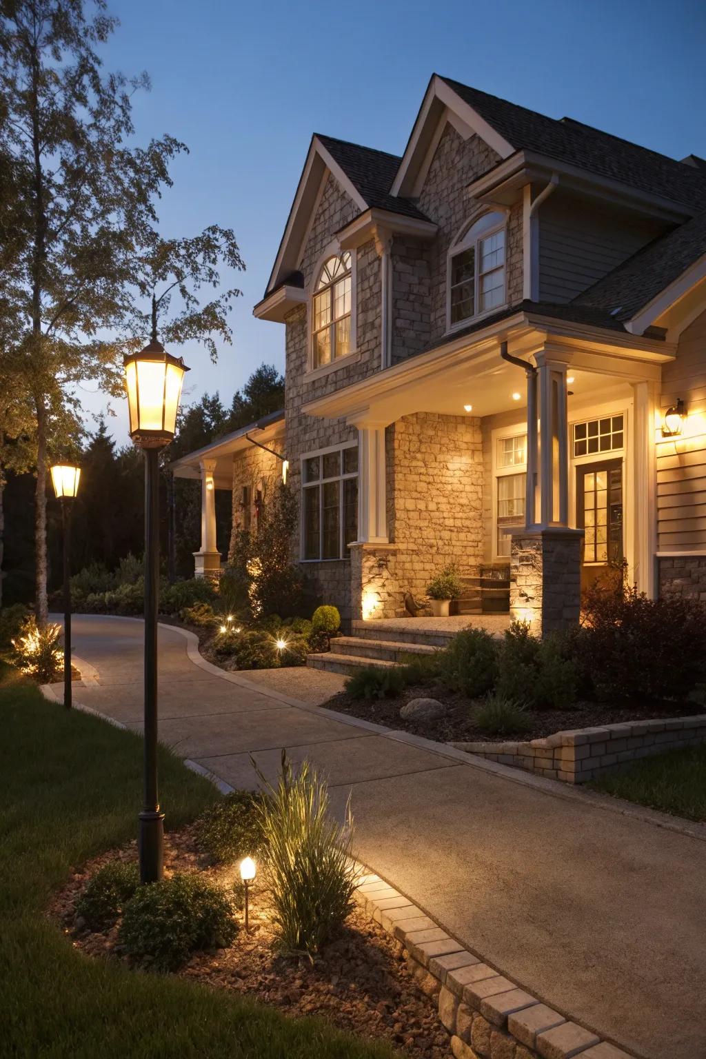 Atmospheric illumination enhances the home's architecture.