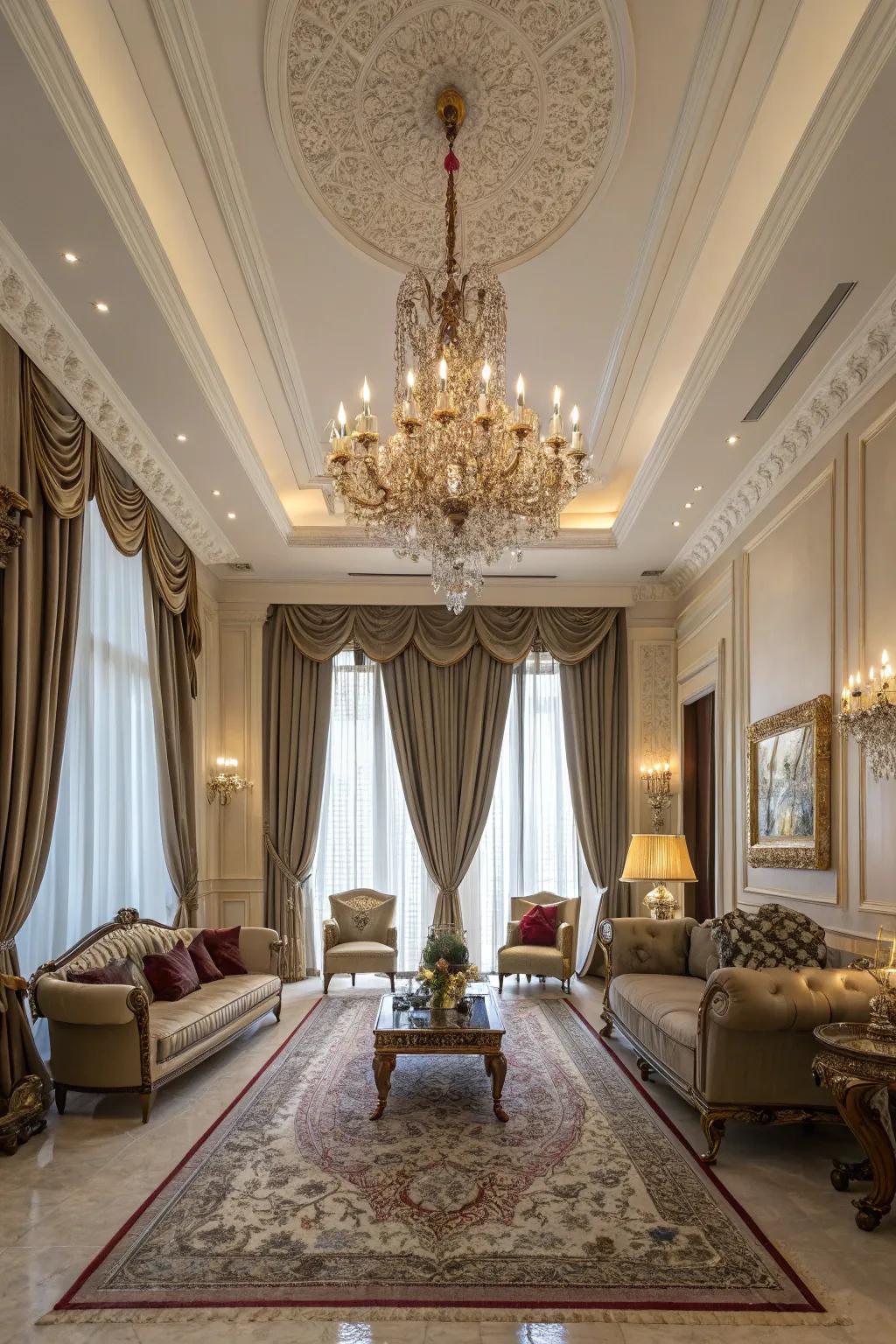 Long drapes can amplify the grandeur of a space.