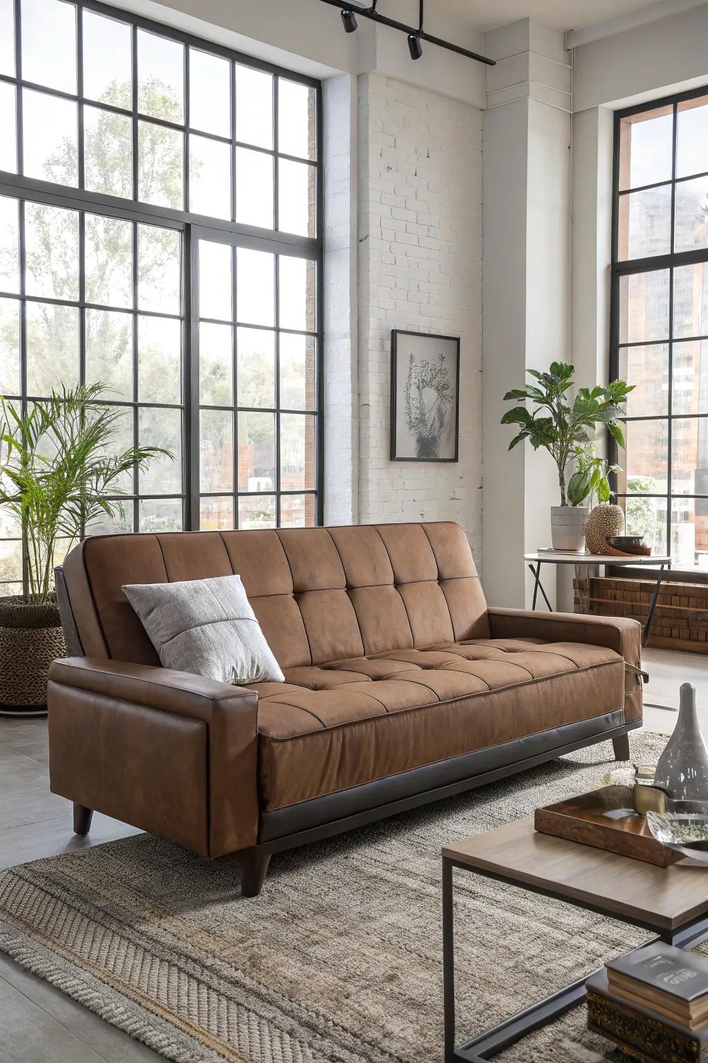 Convertible sleeper sofa delivering panache and functionality rolled into one