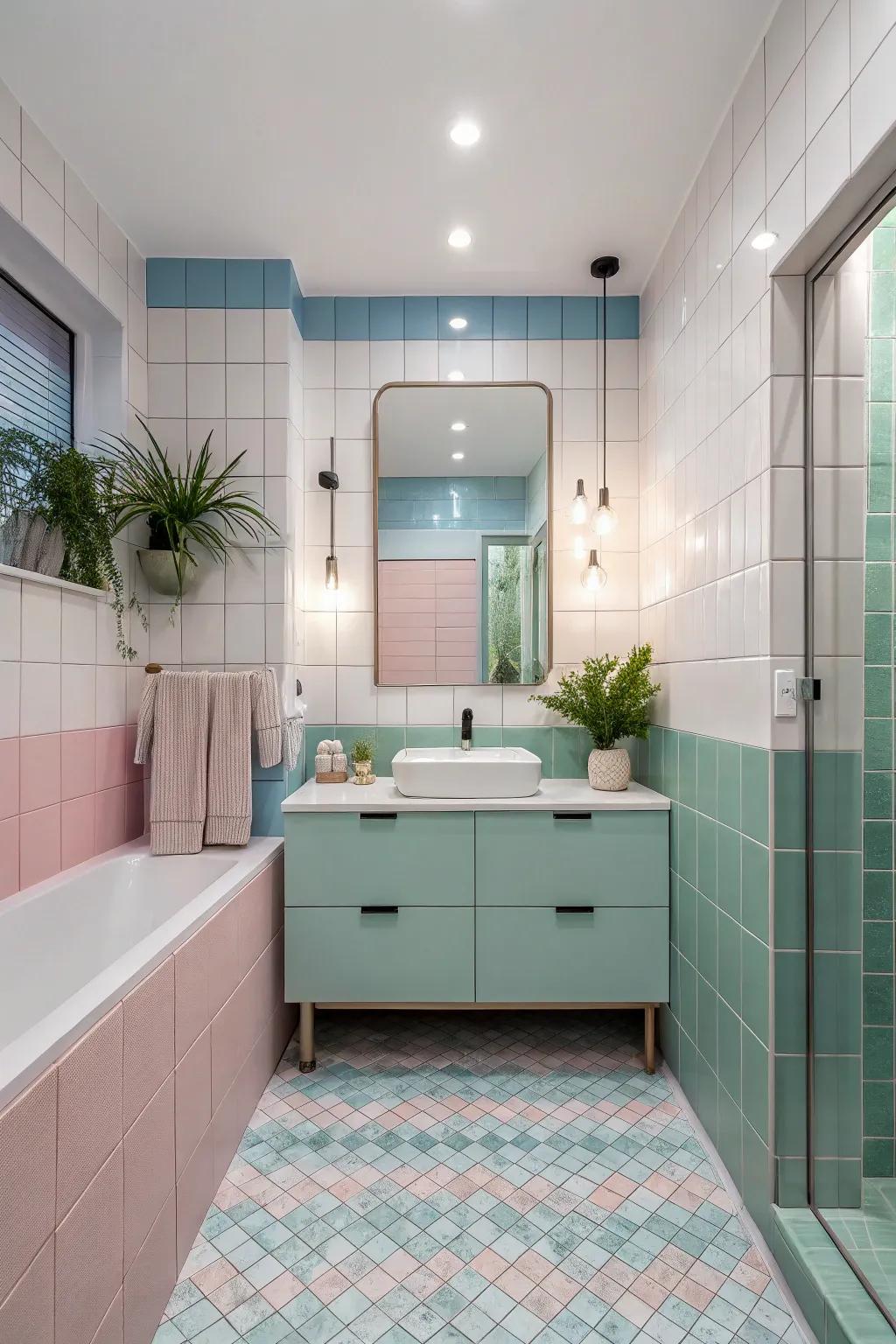Subdued tones can convert your restroom into a peaceful retreat.