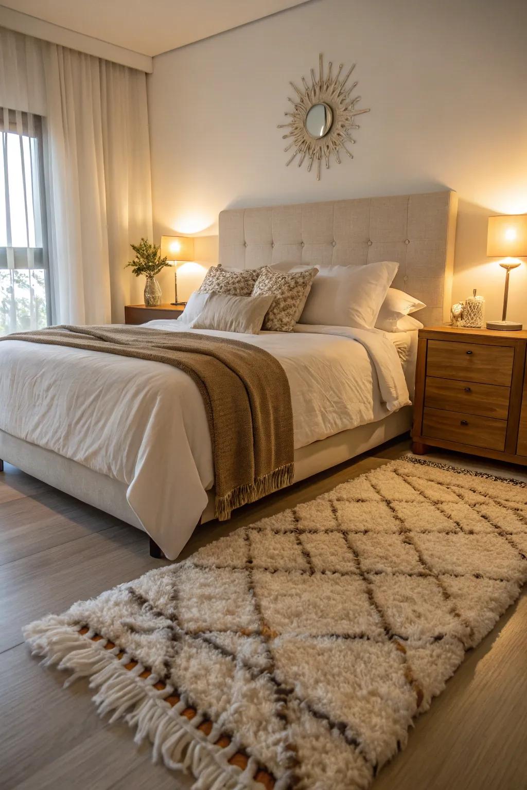 Add comfort with a soft, cozy rug.