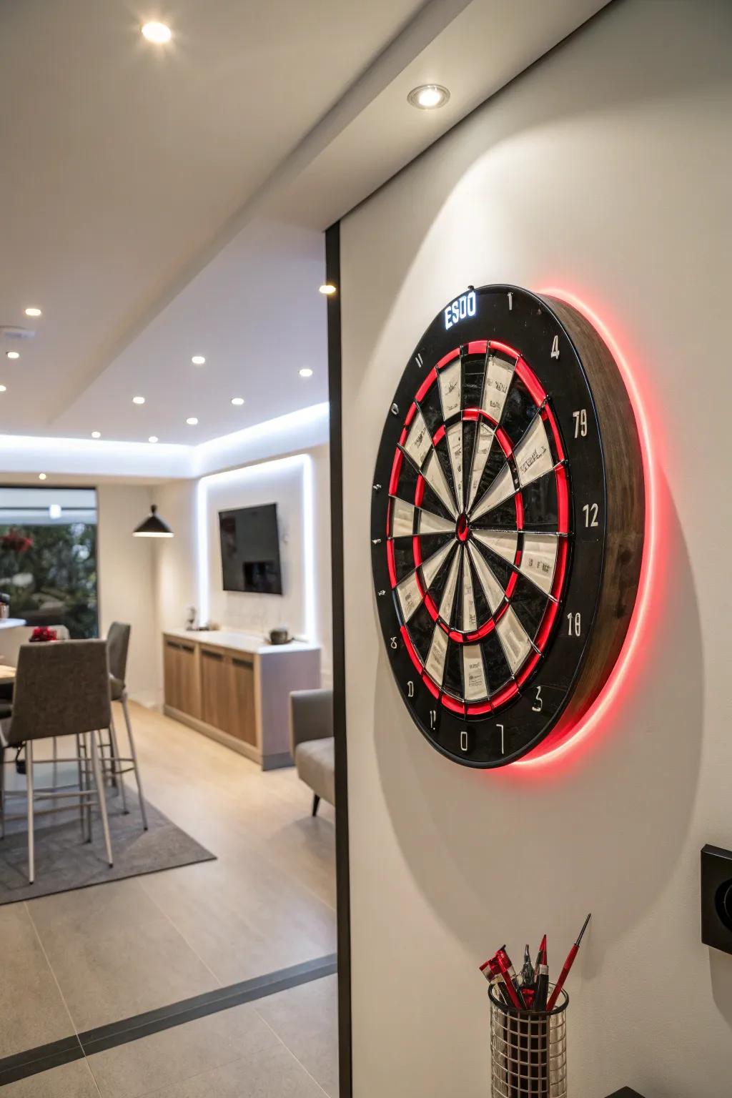 Accent lighting that enhances your dart board wall.
