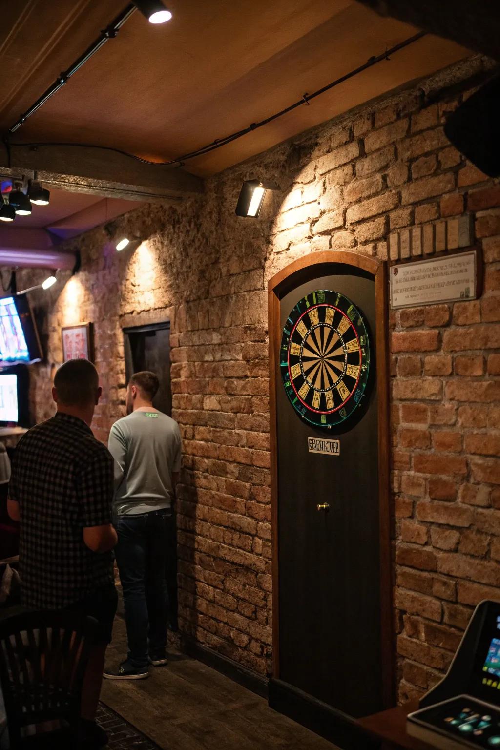 Interesting backdrops can really give your dart room a unique identity.