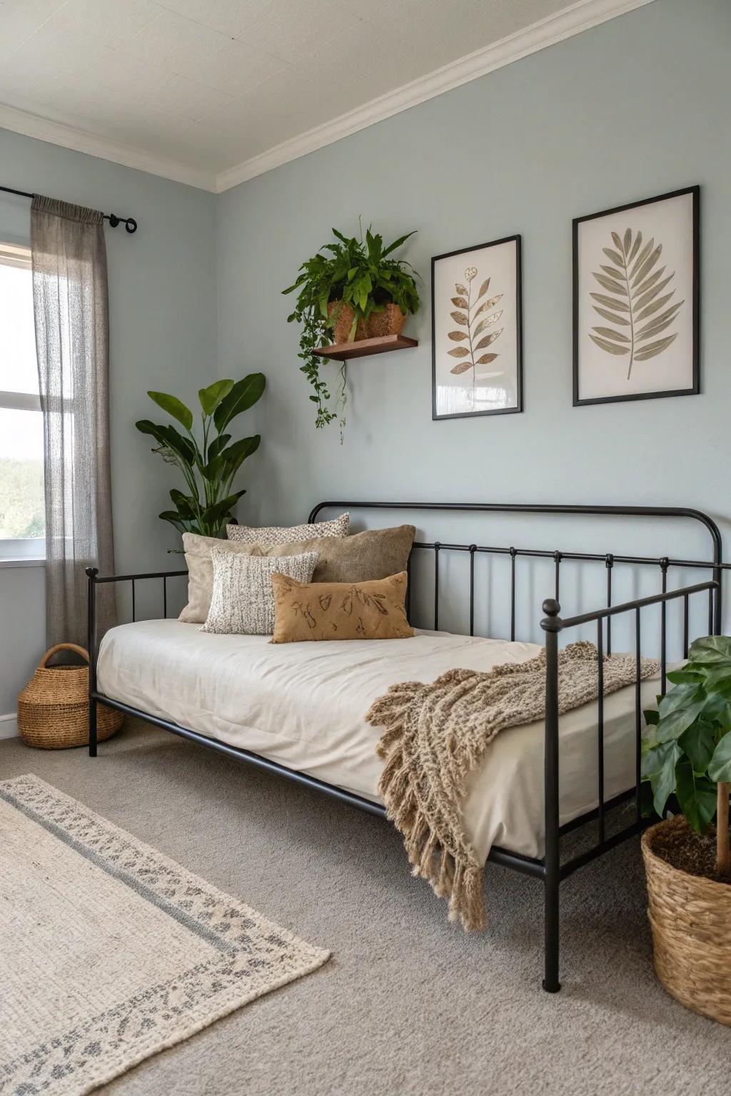 Embrace simplicity with a minimalist metal-frame daybed.