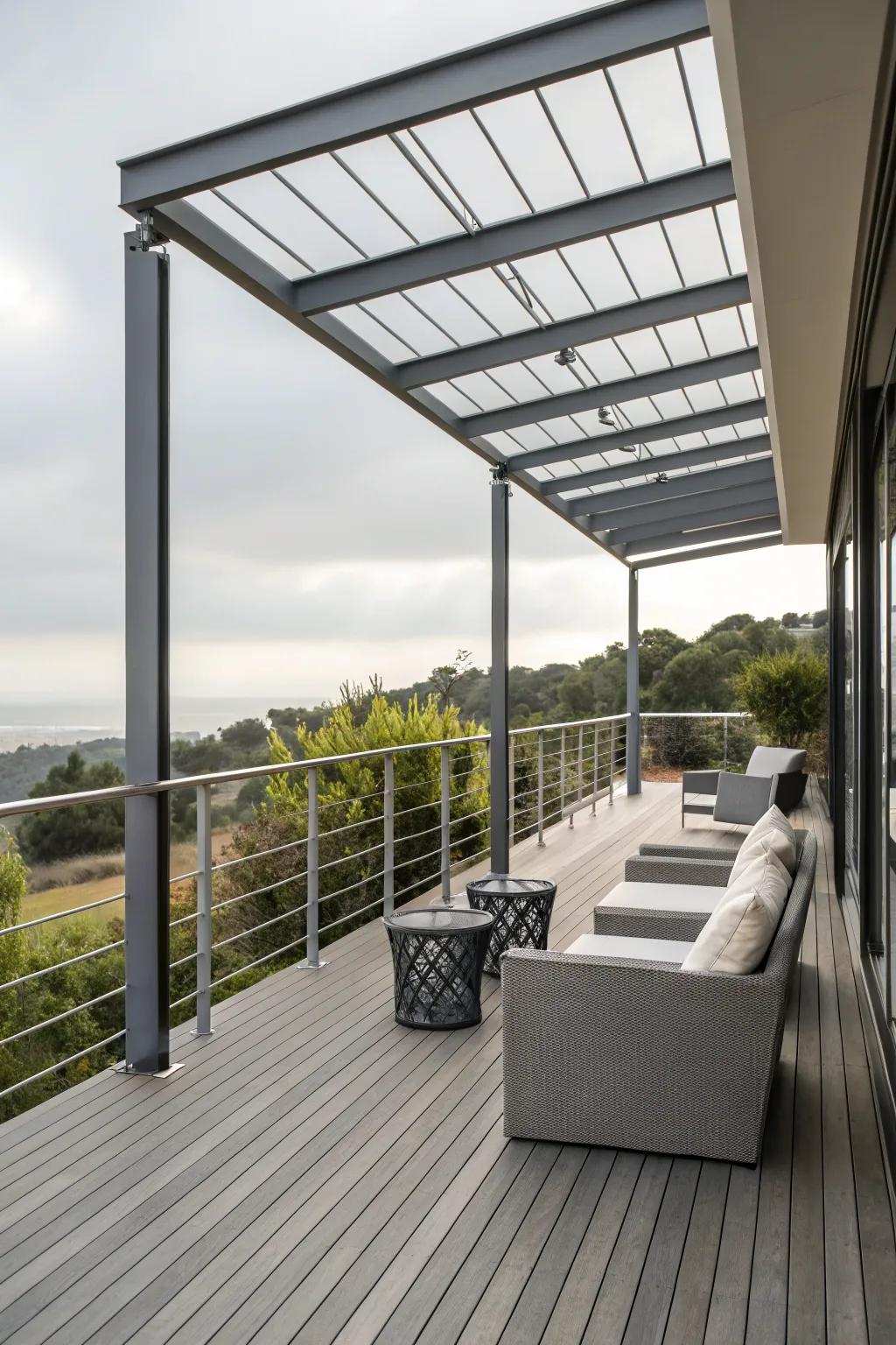 Modern metal roofs deliver a sleek and modern deck design.
