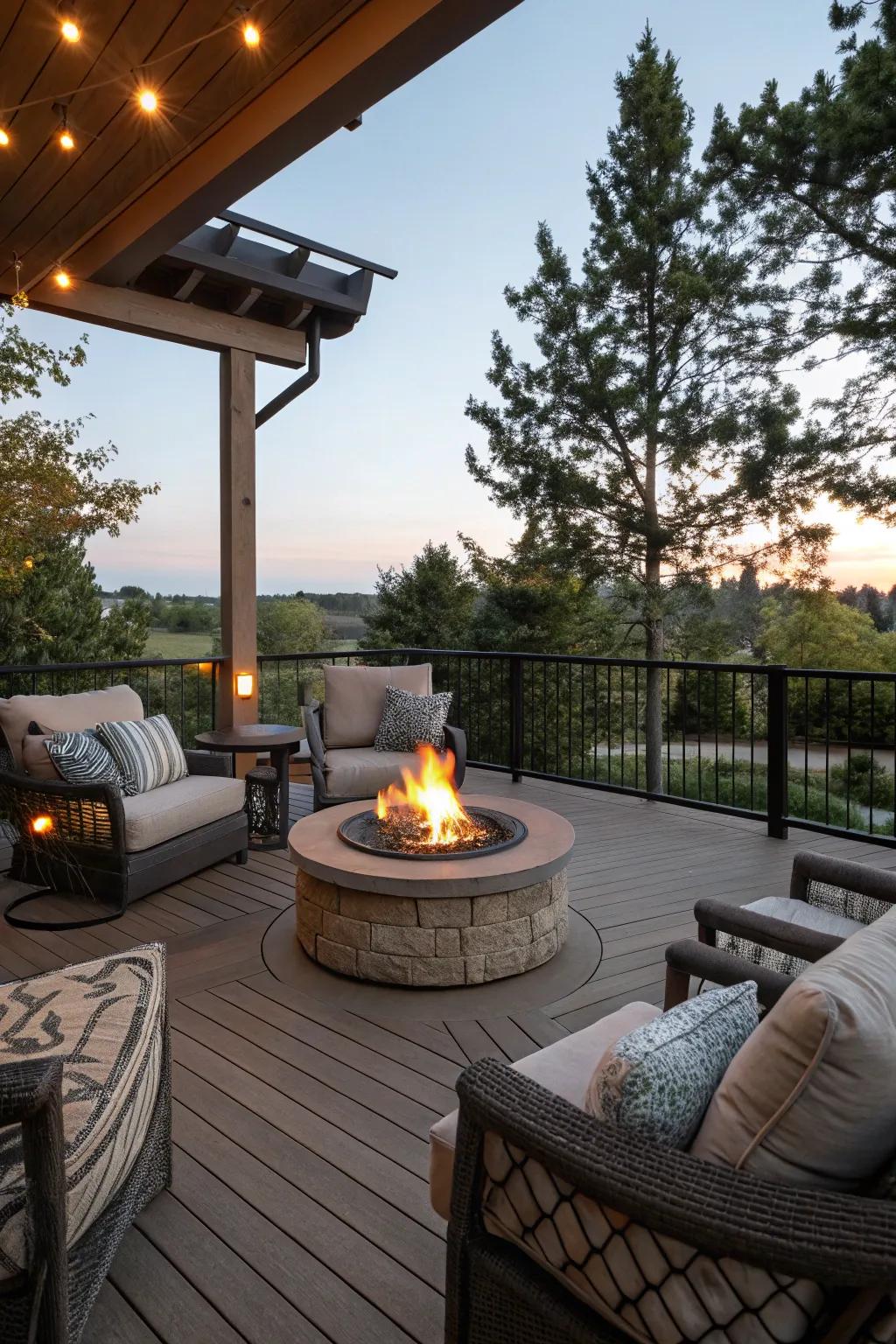 Unite around a comfy fire pit for warmth and atmosphere.