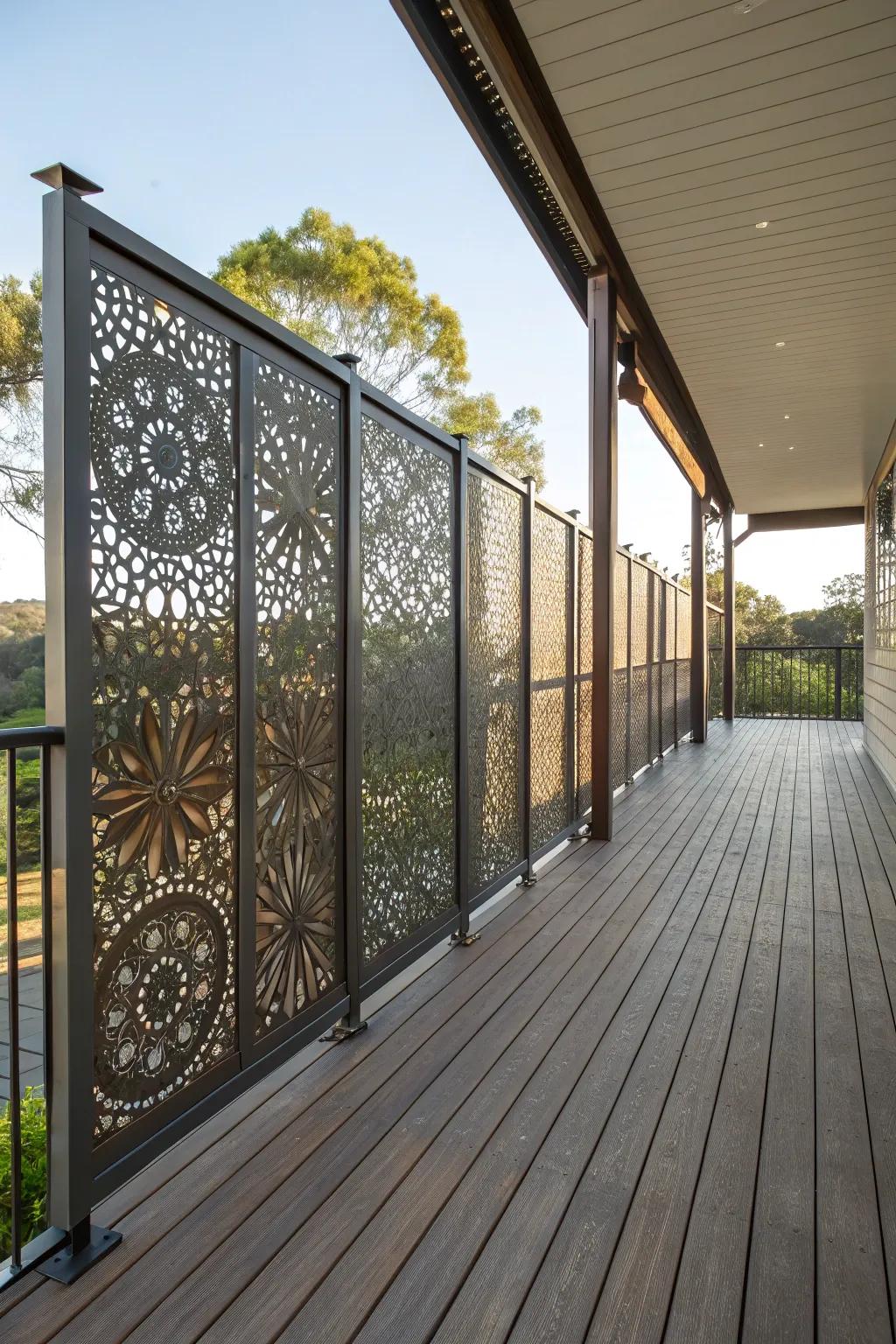 Elevate your deck with ornamental iron sheets.