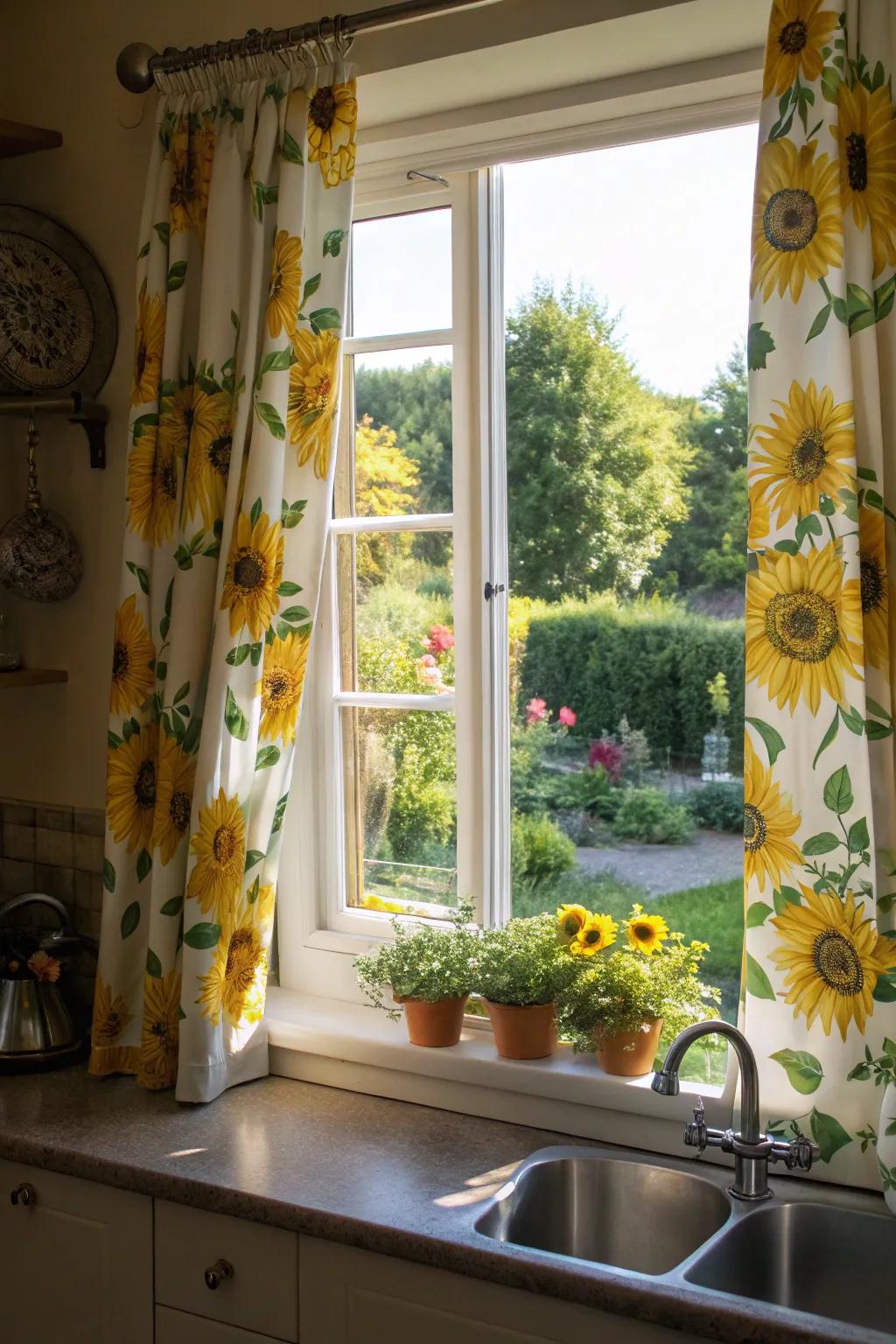 Sunflower curtains can brighten up any room, adding a cheerful touch to your decor.