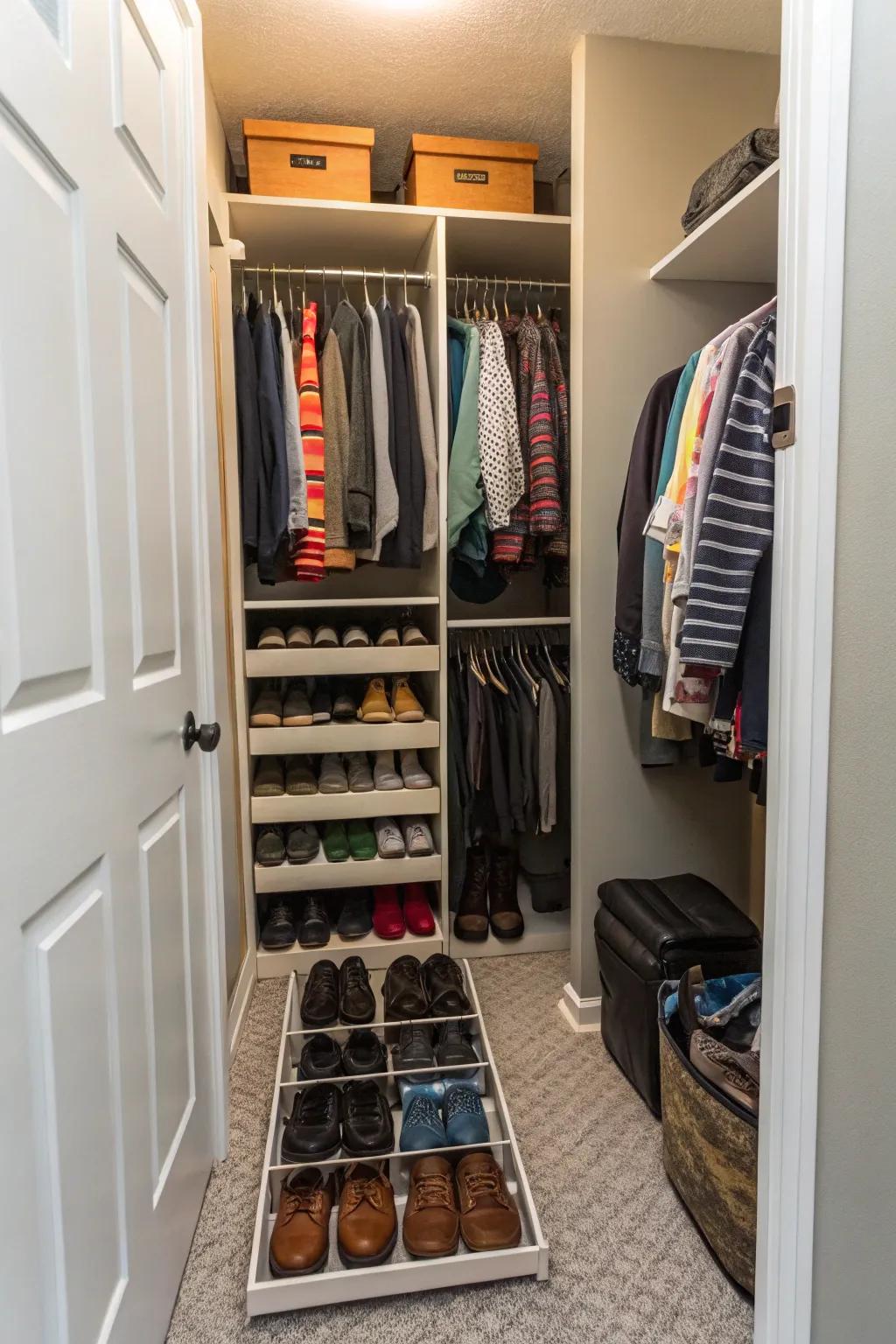 Organize your footwear with a specialized shoe rack.