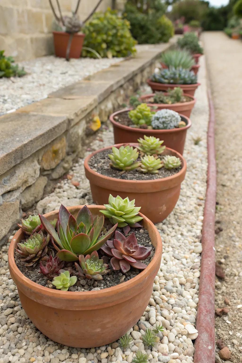 Terracotta accents add warmth and charm to any desert landscape.