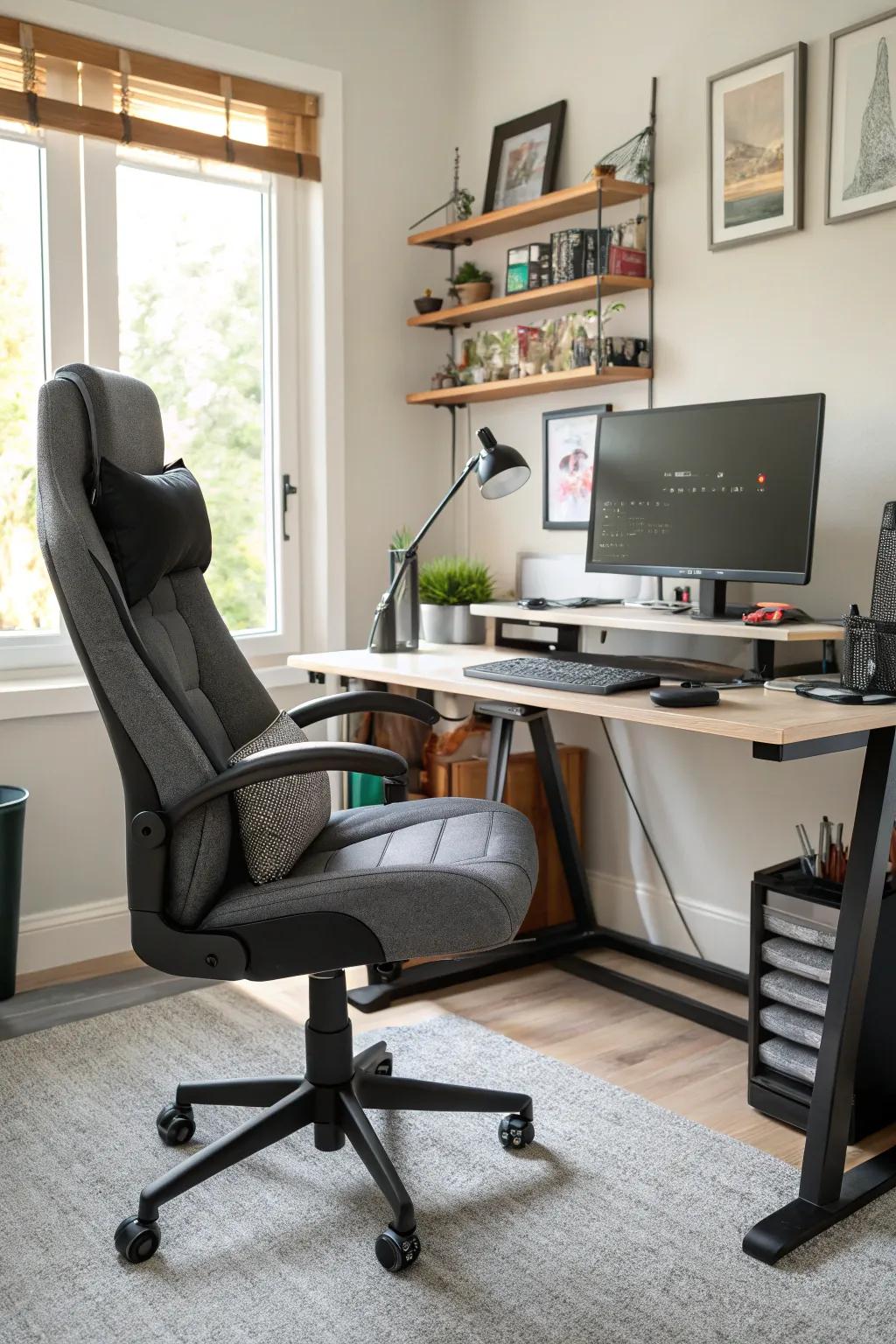 Ergonomic furniture provides comfort and boosts productivity.