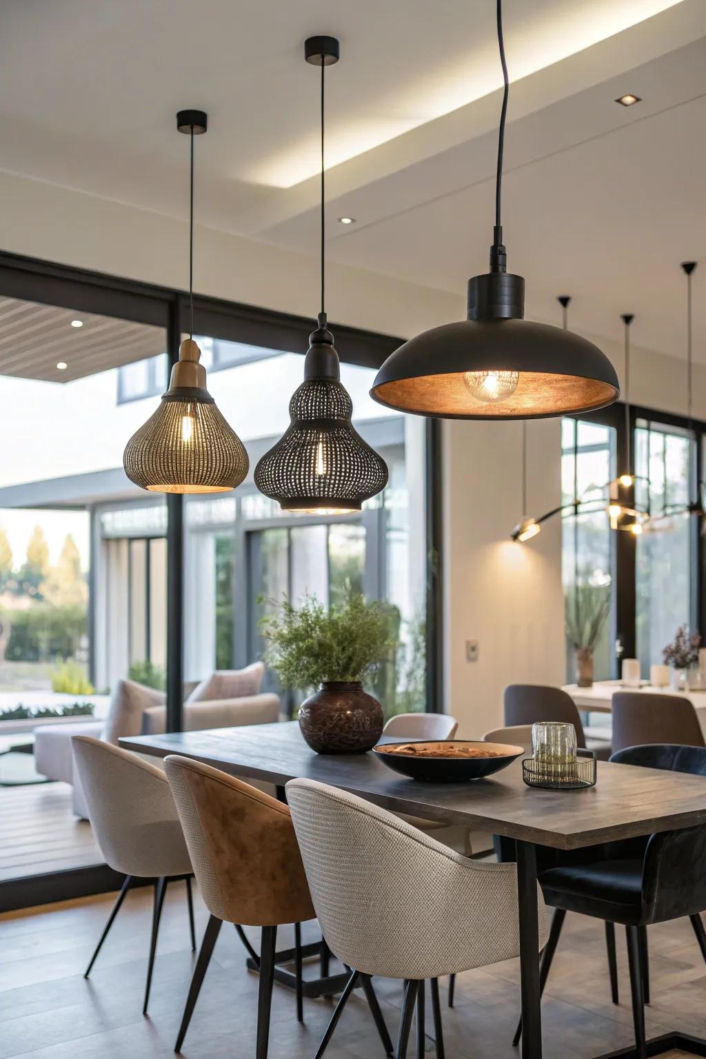 Lighting that adapts to dining and working settings.