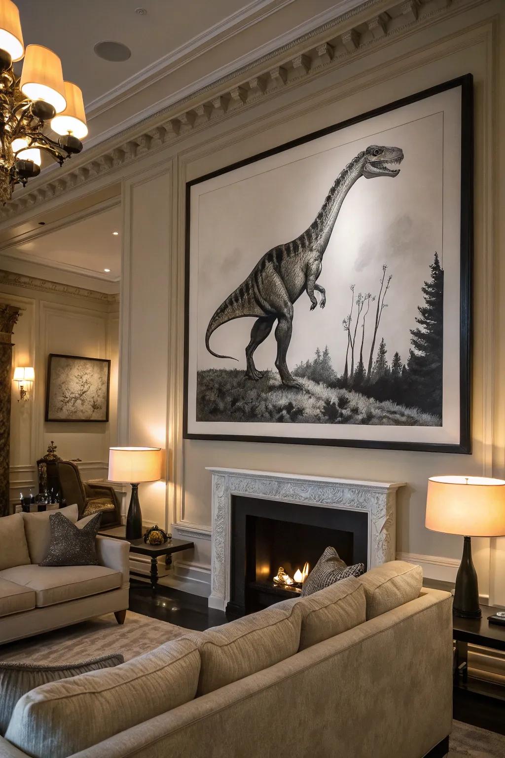 Elegant and contemporary single tone dinosaur artwork