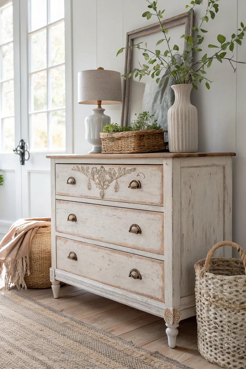 Change your space with a classic boho dresser that shows charm and simplicity.