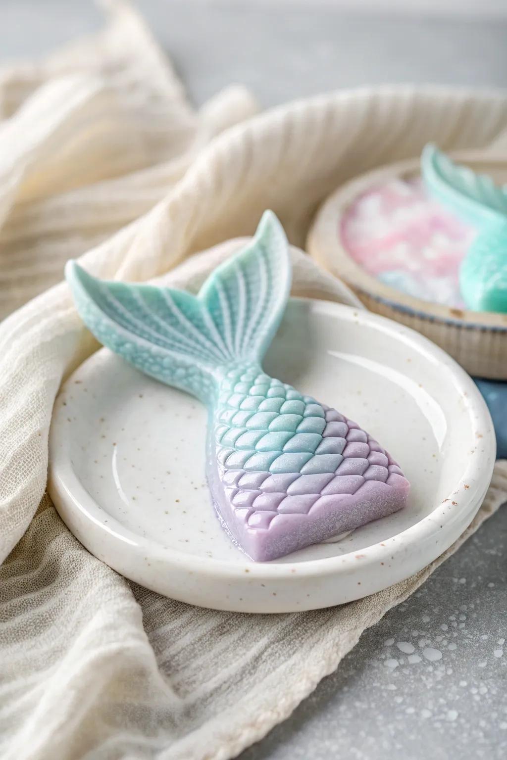 Immerse yourself in refinement with artisanal mermaid fin cleansing bars &ndash; a whimsical enhancement to your everyday regimen.