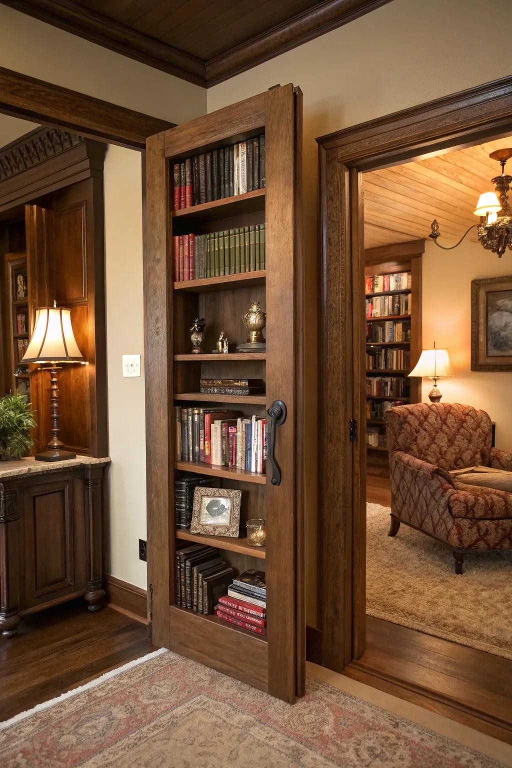 Add a touch of intrigue with a hidden door that seamlessly integrates into your decor.
