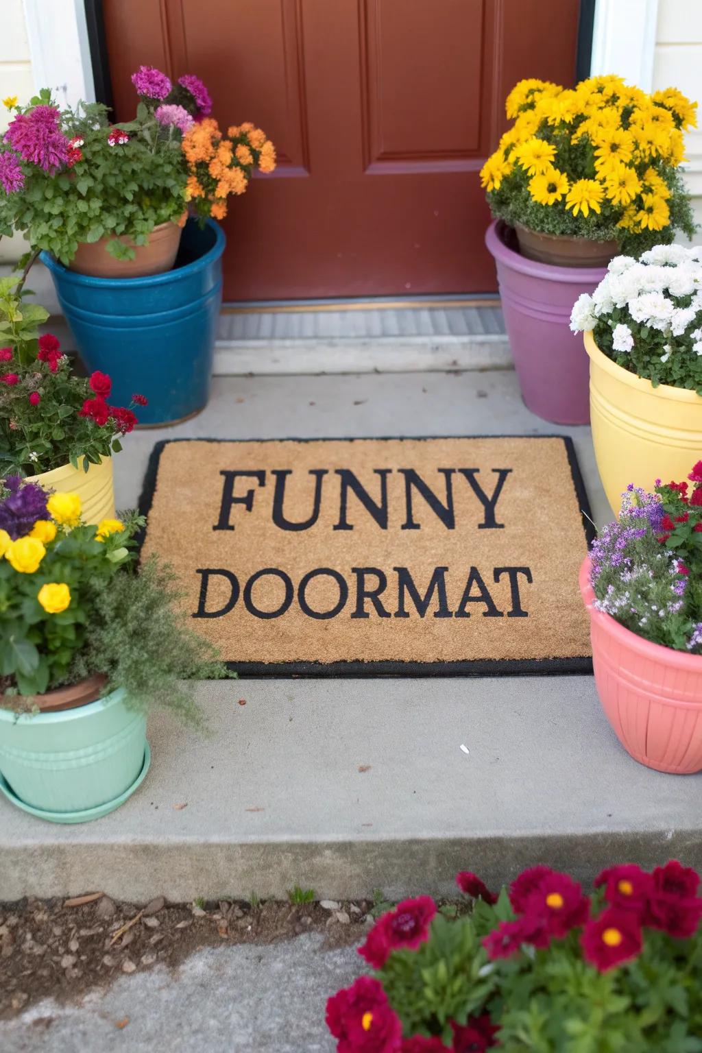 Humorous doormats add personality and fun to the entrance