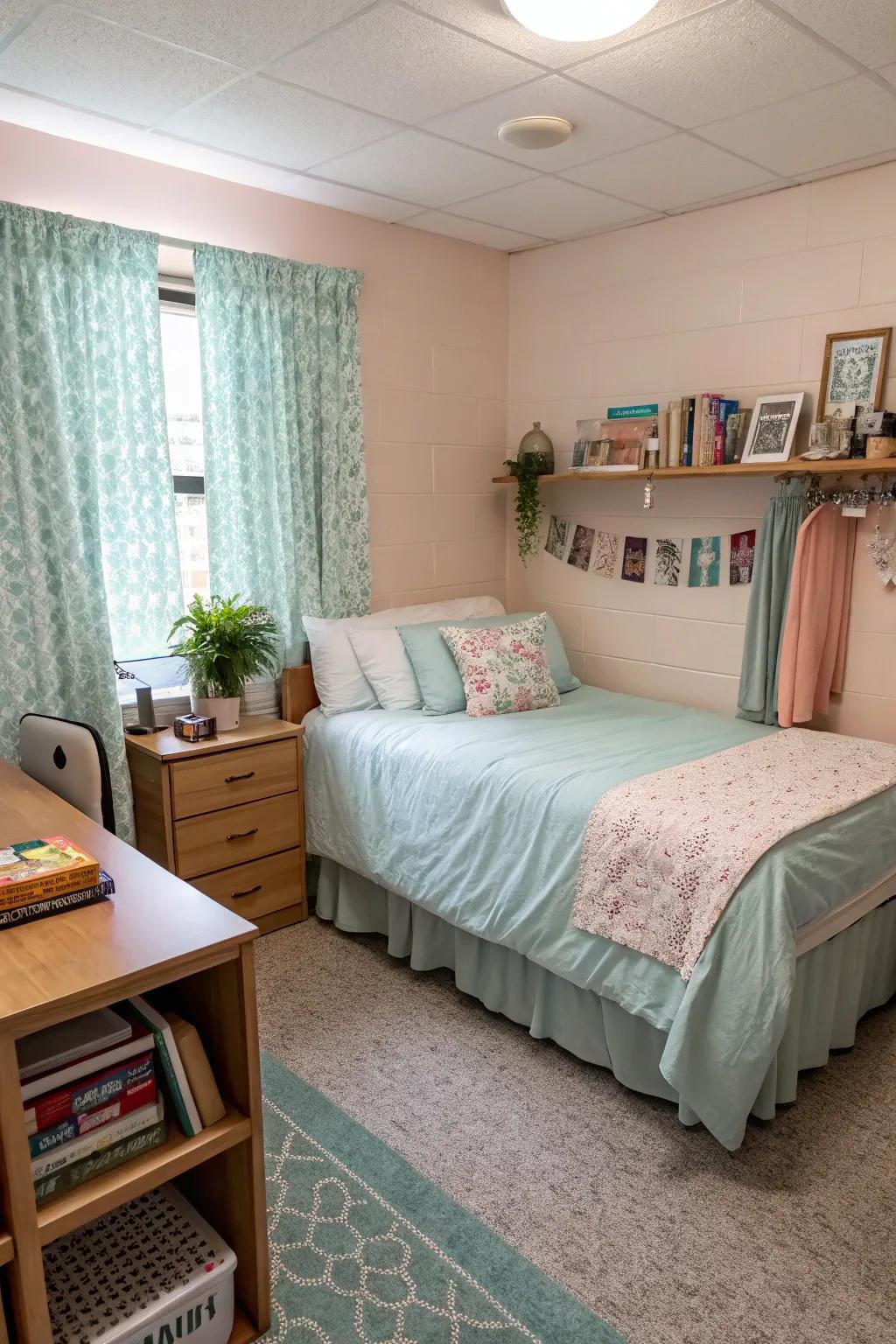 Color coordination brings harmony to a small space.