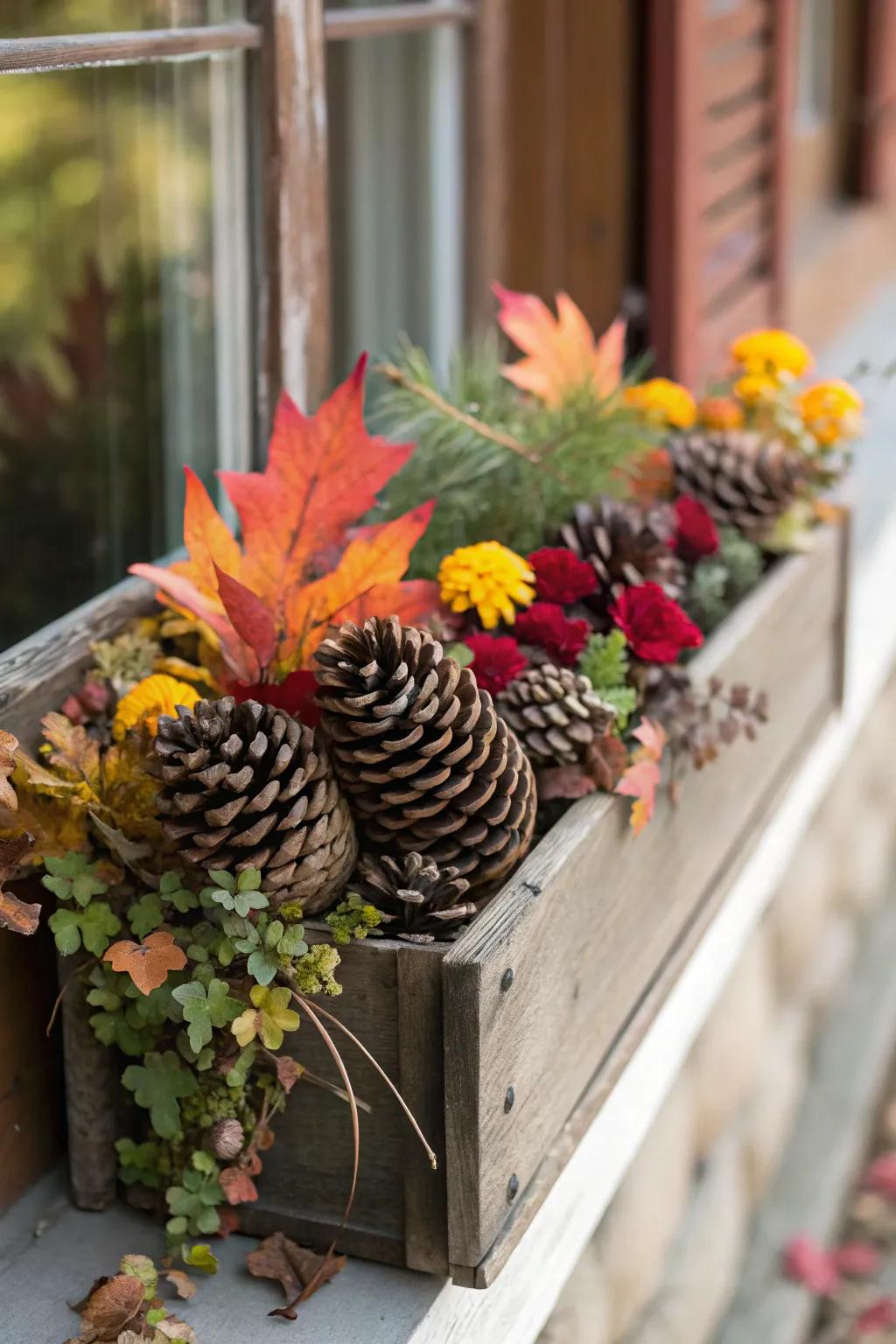 Pine cones add countryside charm to fall settings.