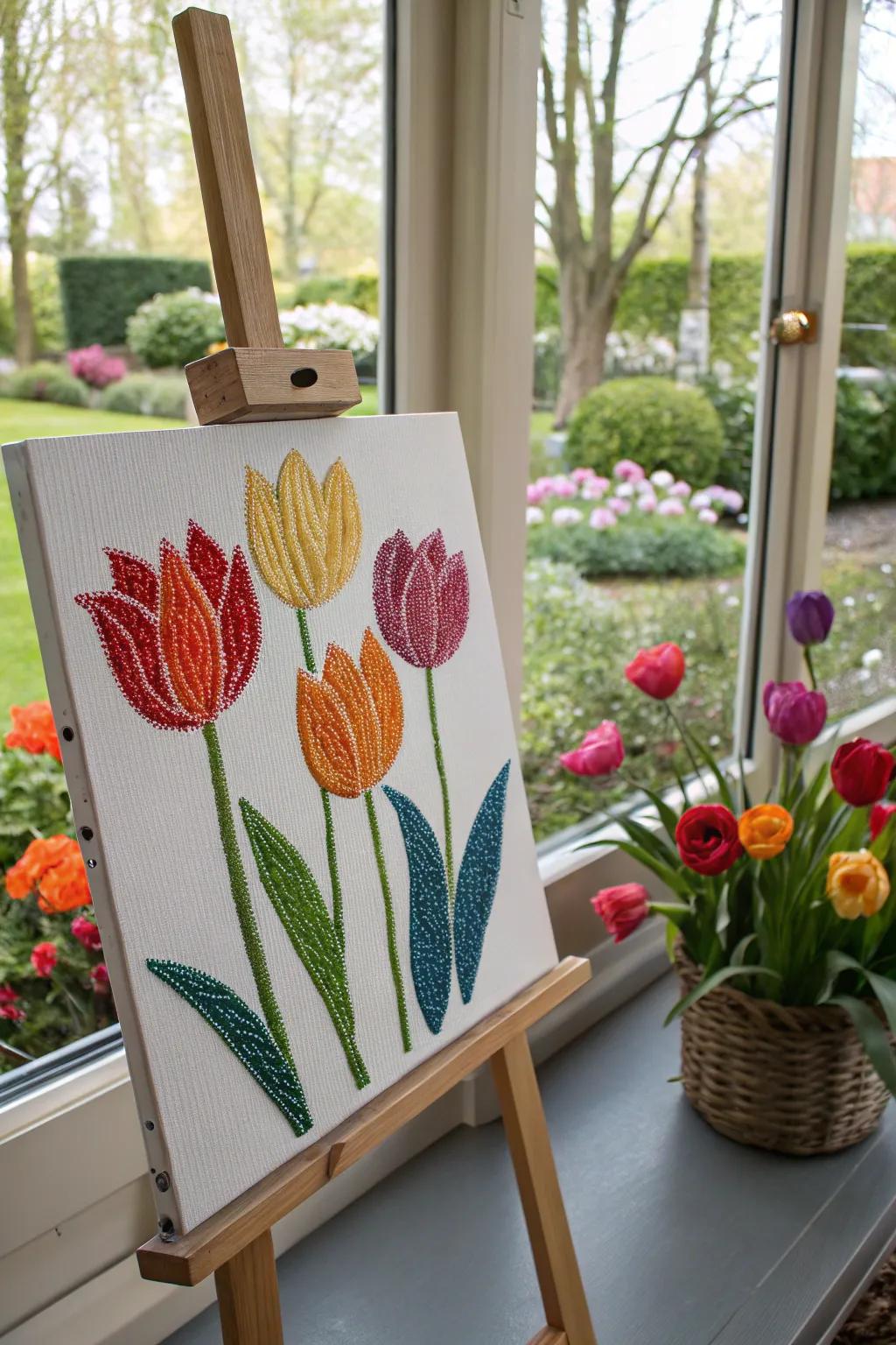 Bud tip canvas bringing the garden indoors.
