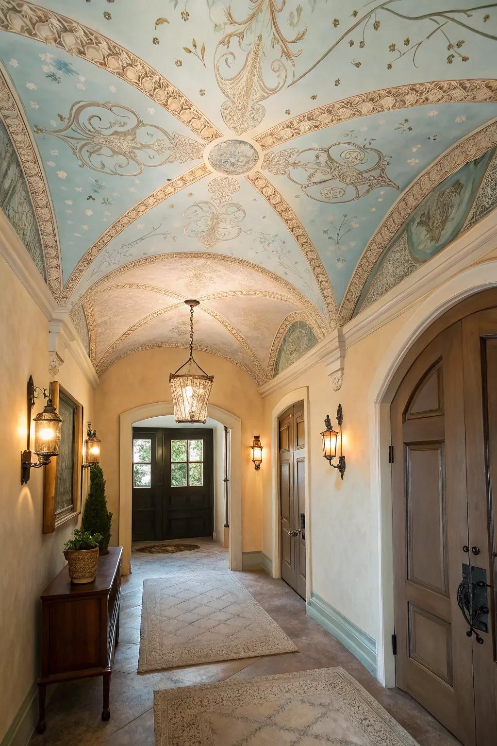 A colored top can be an unforeseen delight in your entryway.