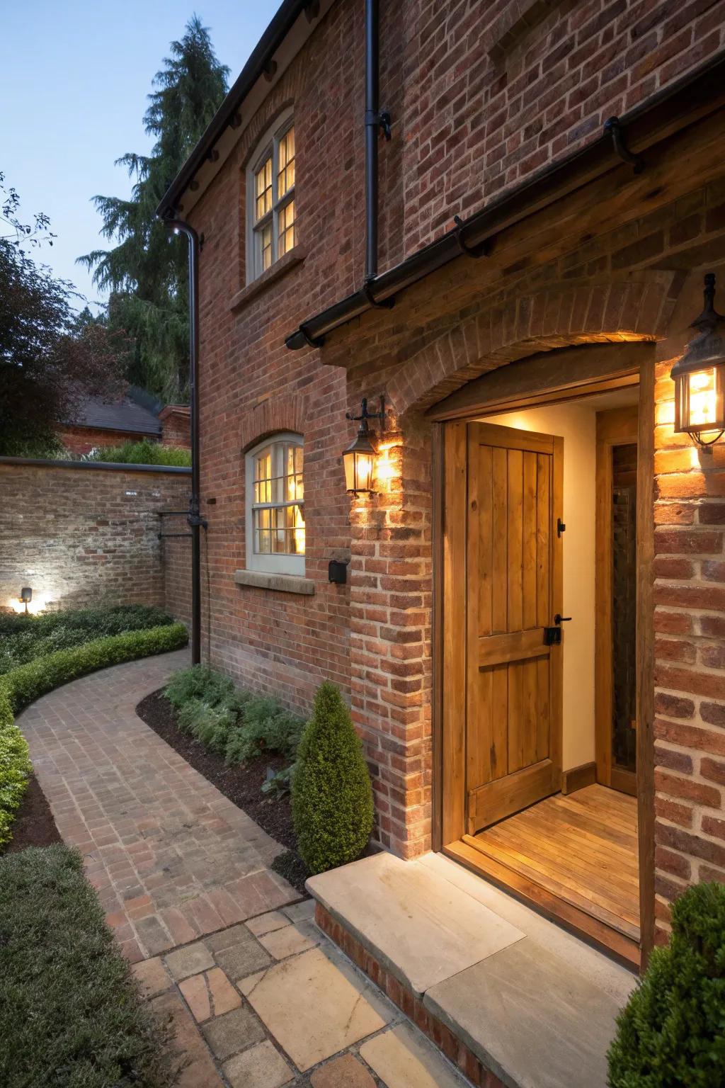 A stone brick front provides timeless charm to your basement entrance.
