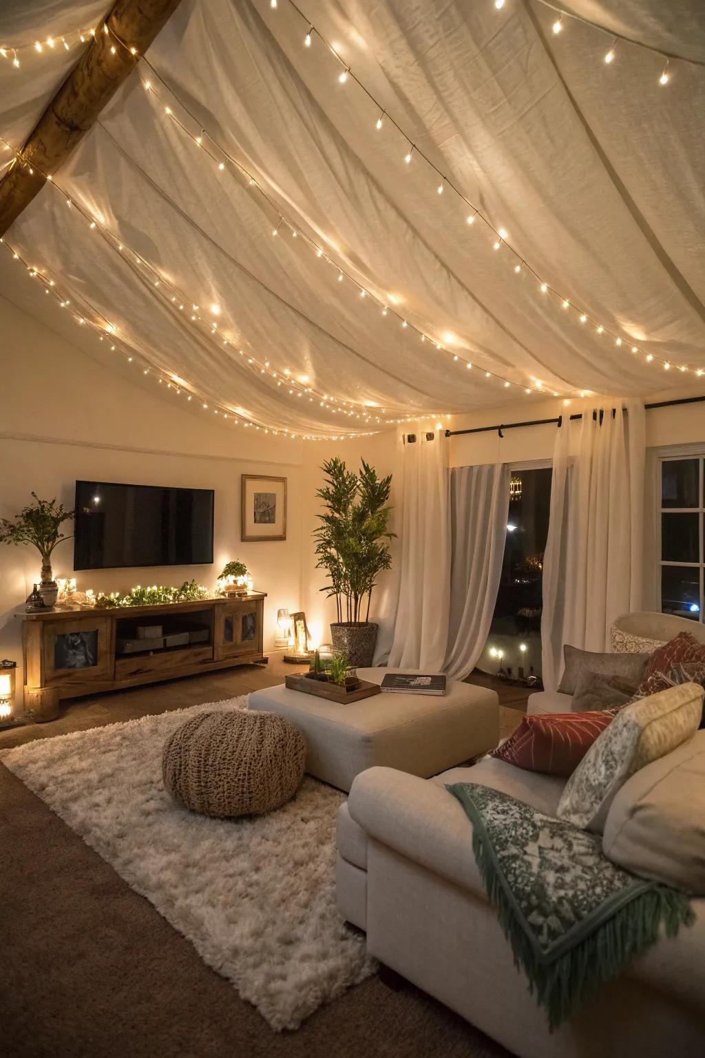 Enhance your parlor with snug fabric hangings.