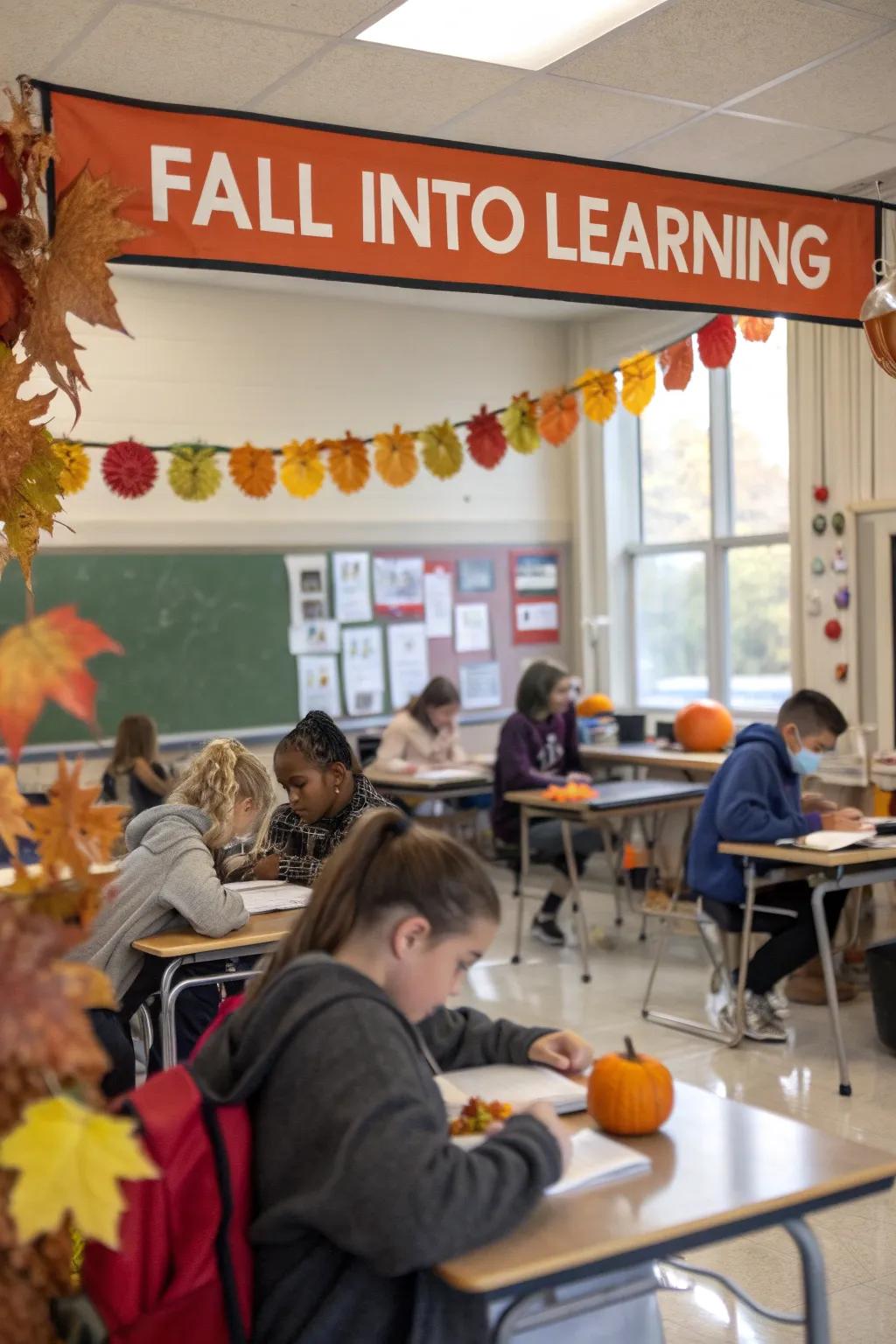 Inspirational fall-themed banner to motivate students.
