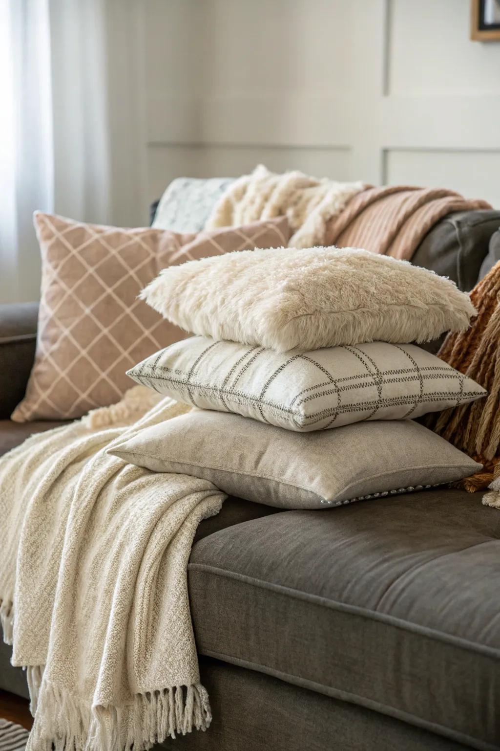 Layering pillows: adding depth and inviting comfort.