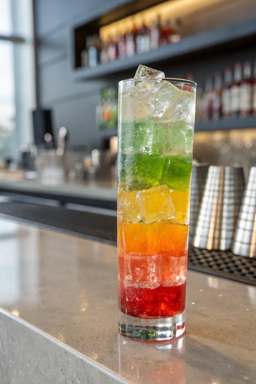 Multi-layered ice for a striking visual effect.