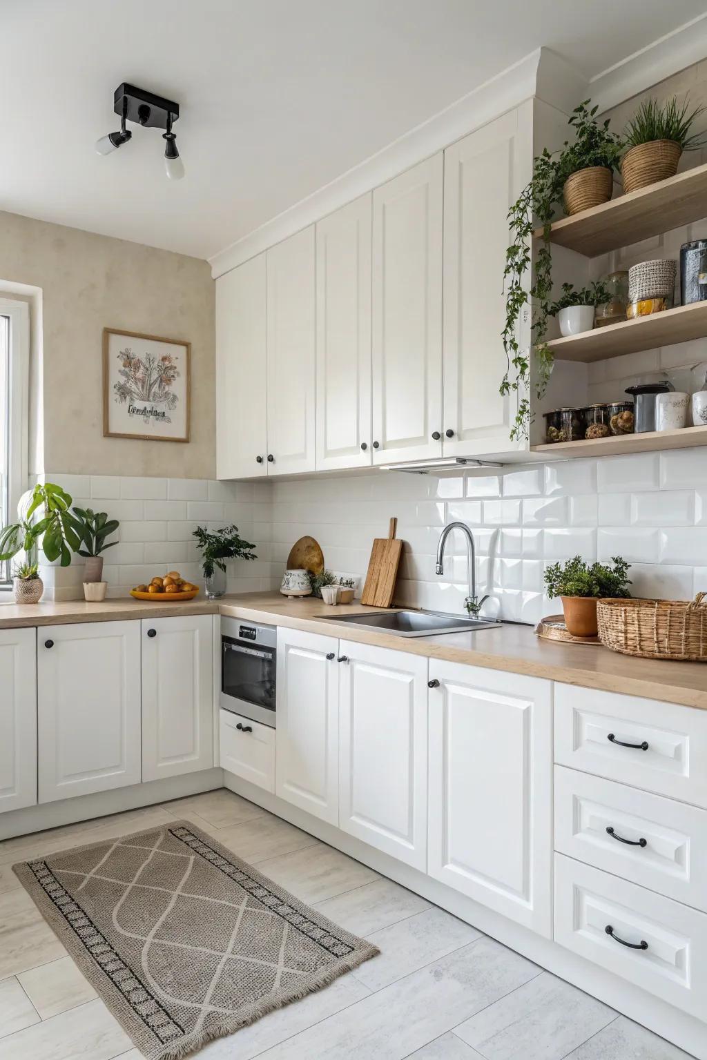 A bright and airy palette ideal for a rejuvenating kitchen atmosphere.